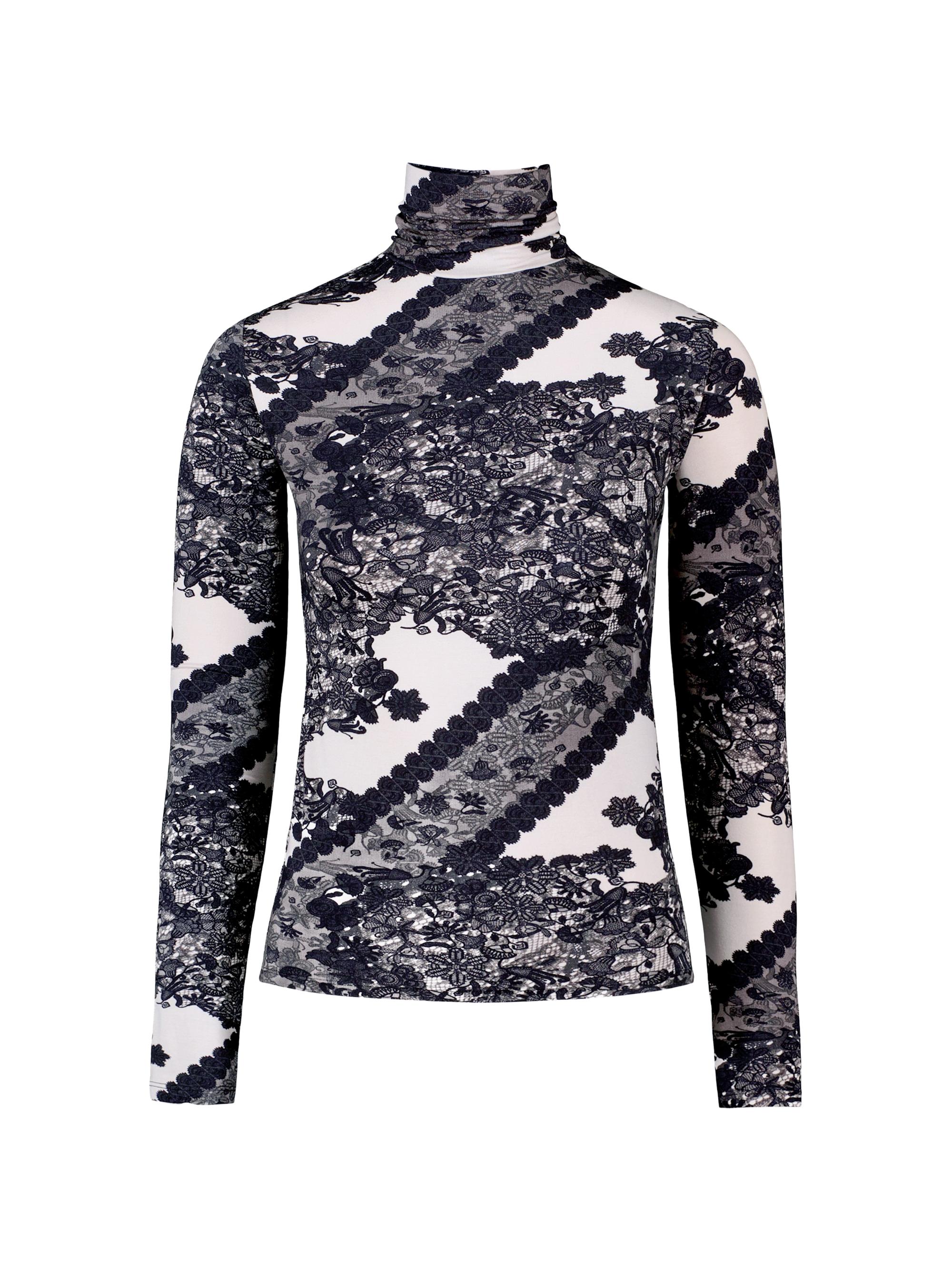 Robert Graham Women's Aubrey Lace-Printed Jersey Turtleneck Top