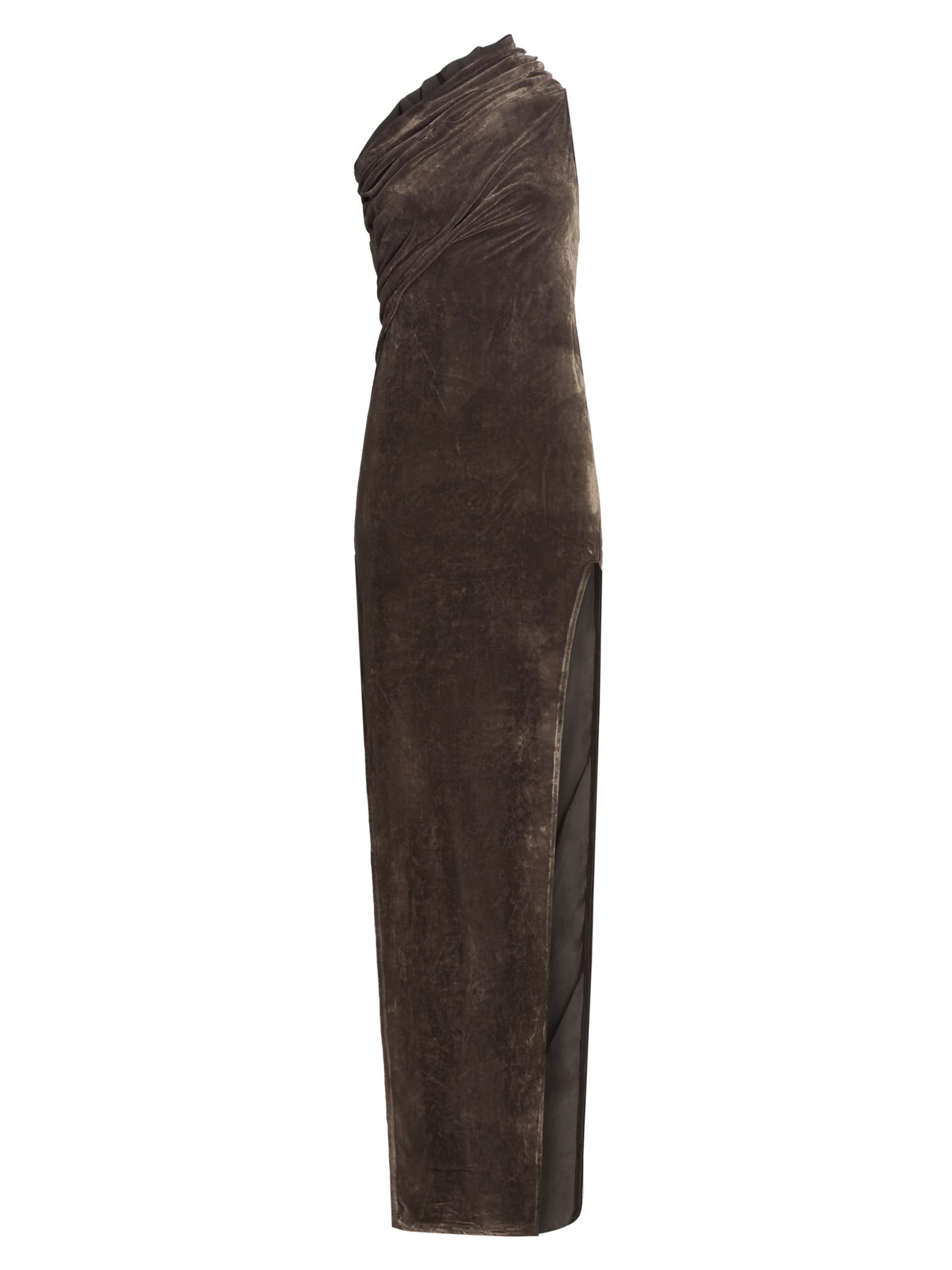 Athena Arrowhead One-Shoulder Velvet Gown