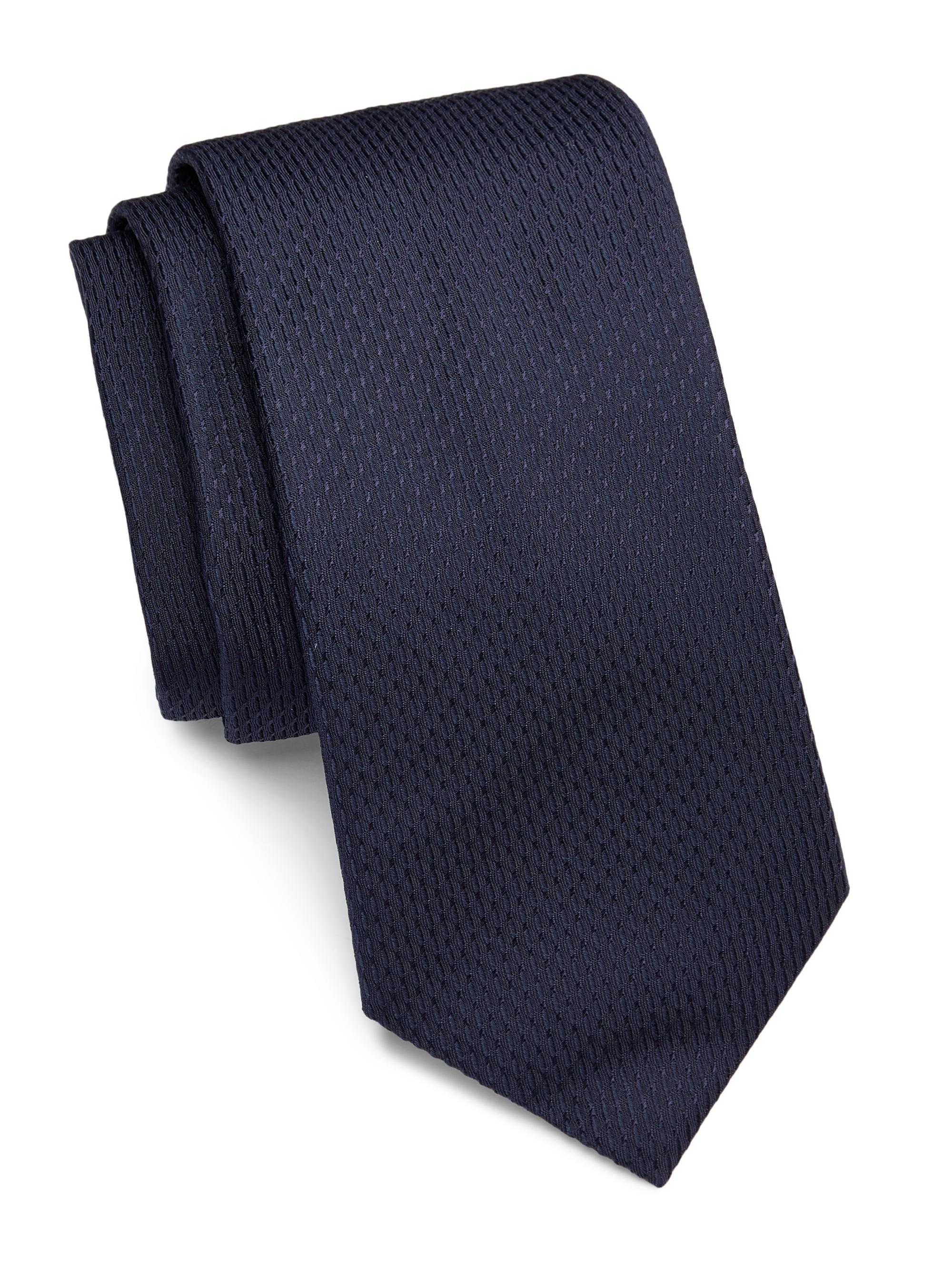 Emporio Armani Men's Geometric Woven Silk Tie - Navy
