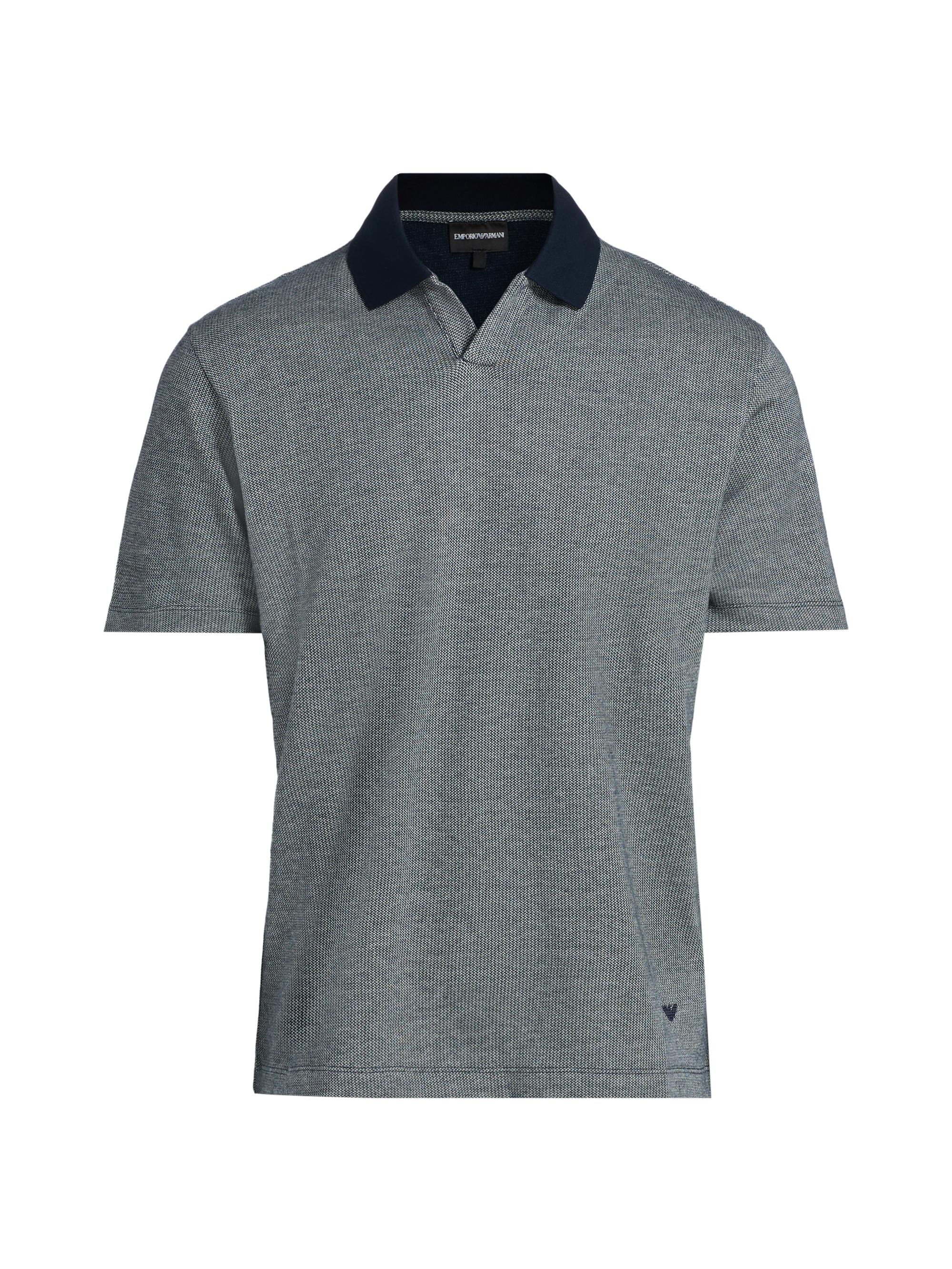 Emporio Armani Men's Melange Johnny Collar Polo Shirt - Navy