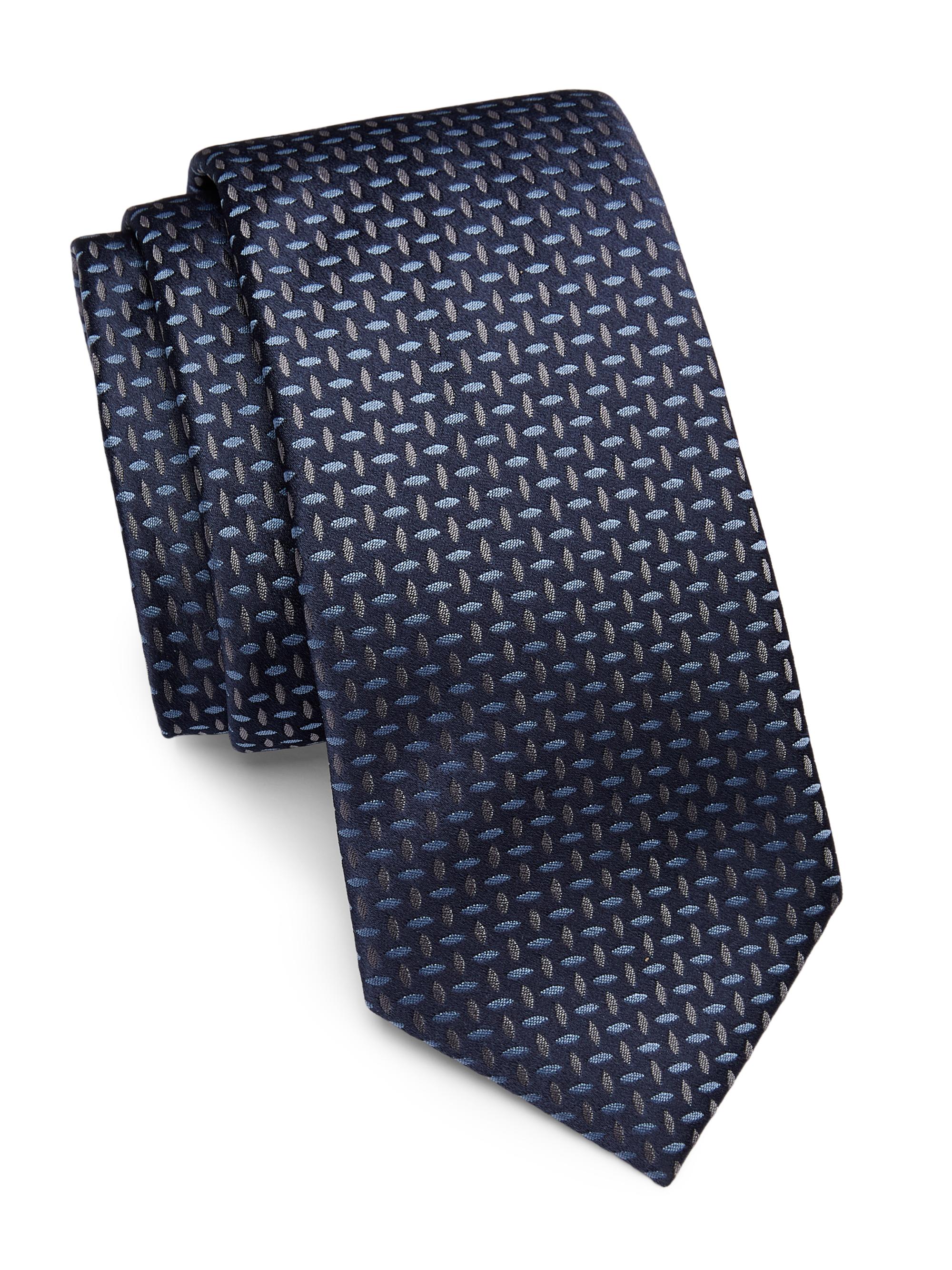 Emporio Armani Men's Mini Geometric Woven Silk Tie - Navy