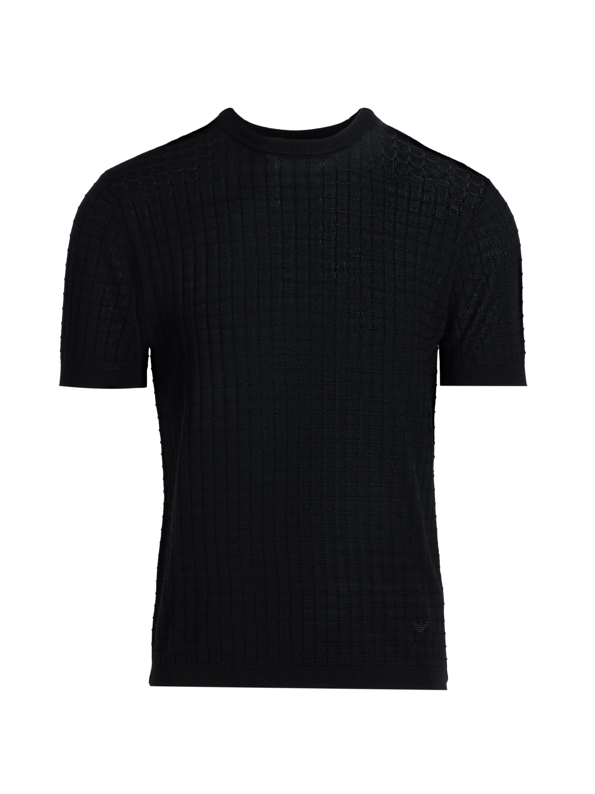 トップス EMPORIO ARMANI knit black made in Italy Emporio Armani Chain Stitch Wool T-Shirt | Saks Fifth Avenue