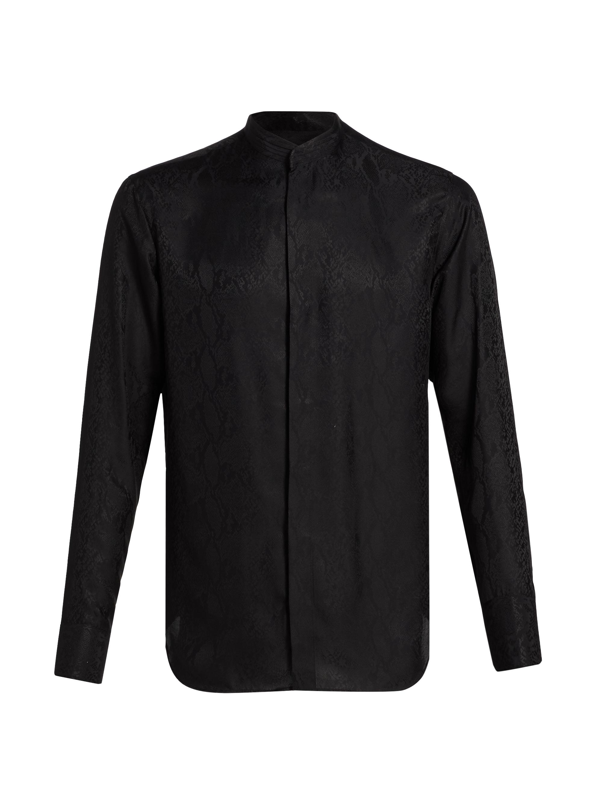Emporio Armani Snake-Print Jacquard Button-Front Sport Shirt