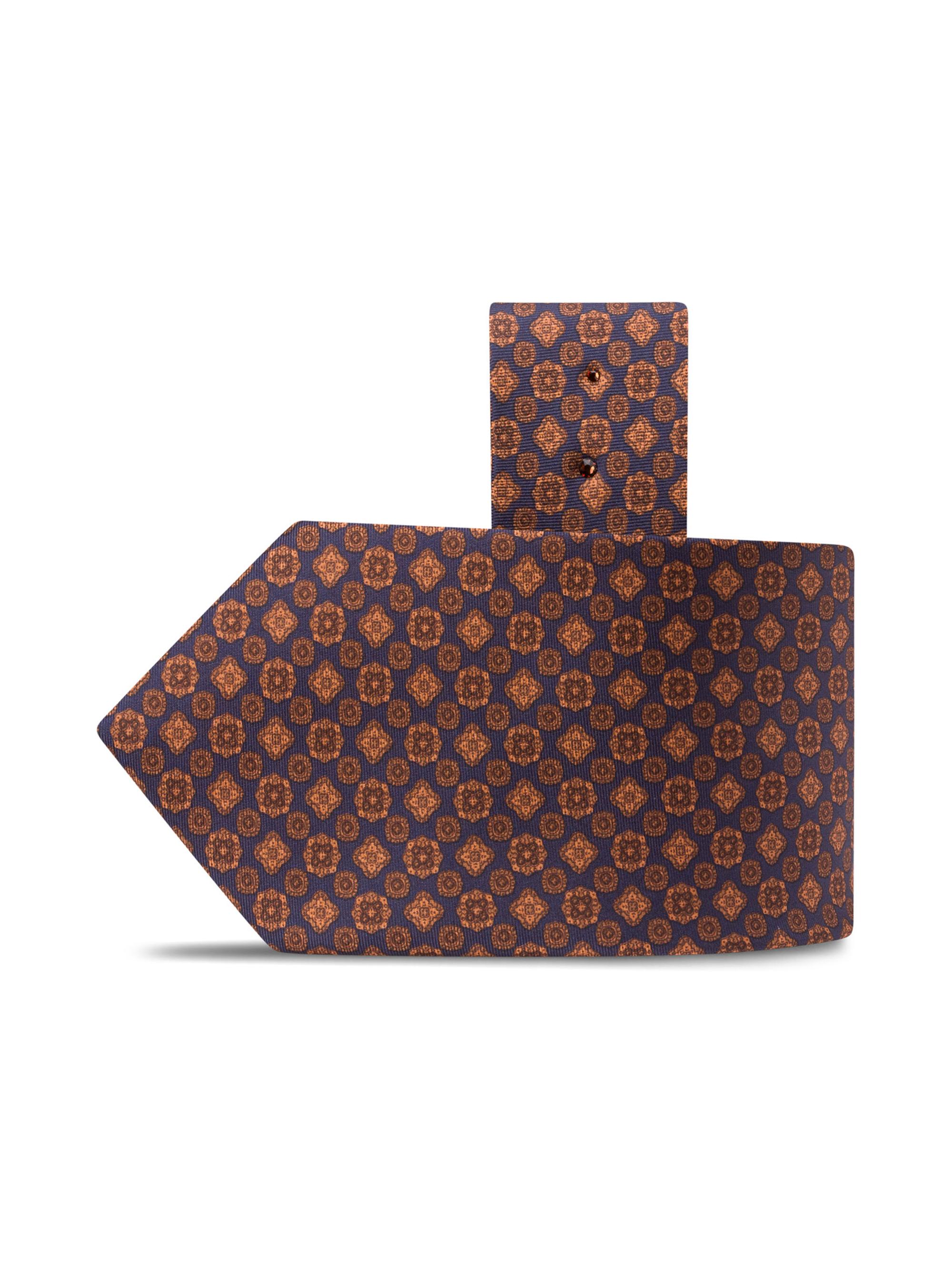 Stefano Ricci Men's Luxury Handmade Silk Tie - Navy Orange
