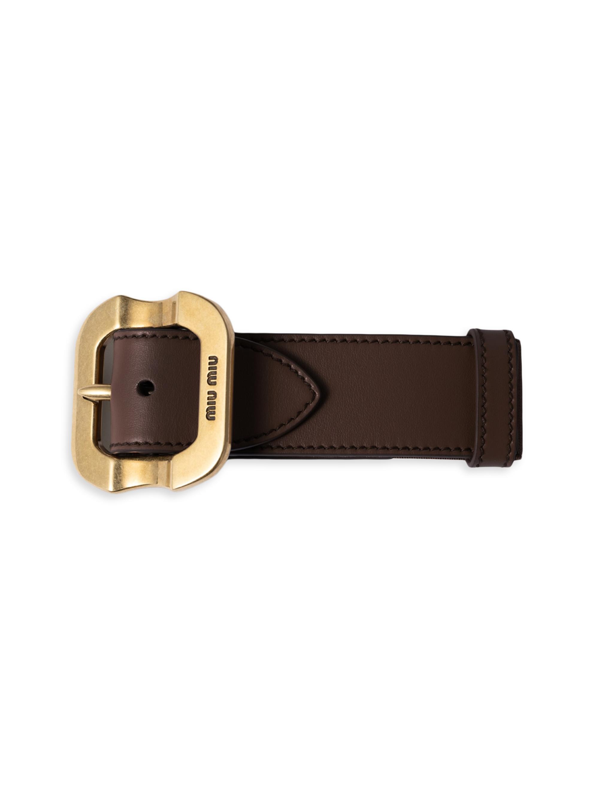 Miu Miu Women's Leather Bracelet with Buckle - Brown
