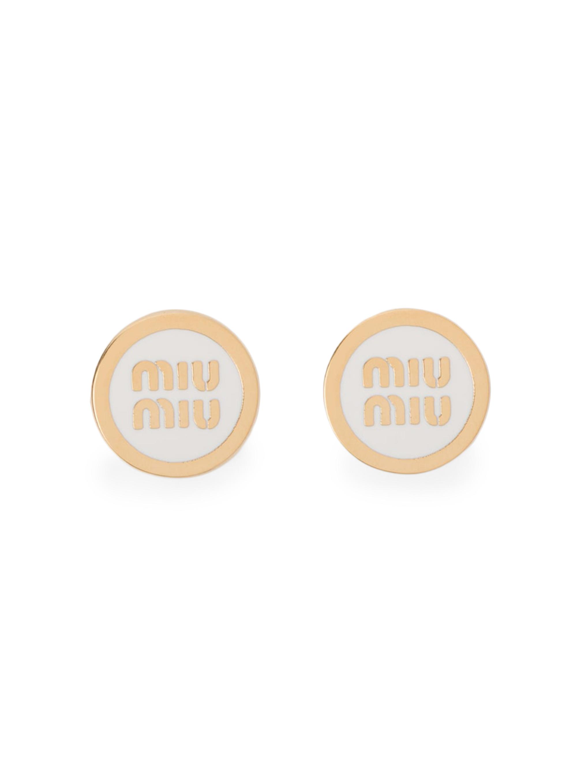 Miu Miu Women's Enameled Metal Earrings - White Gold