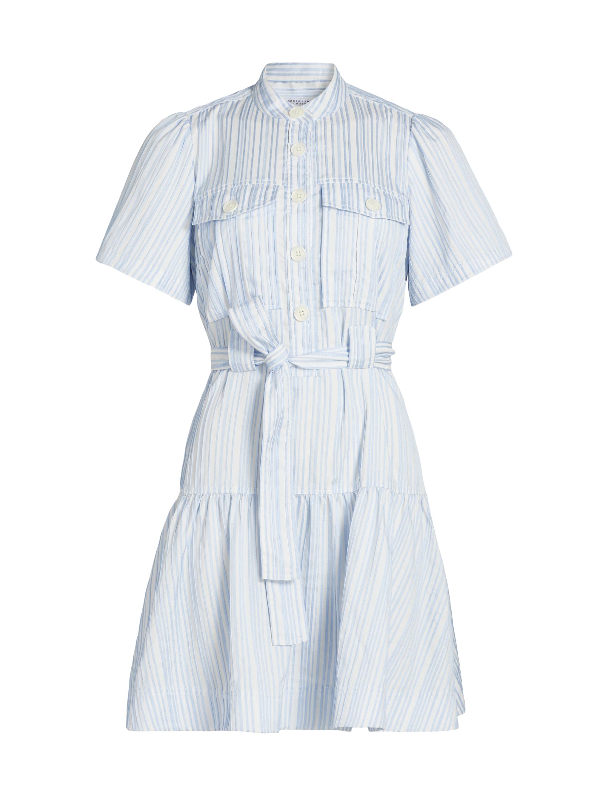 Derek Lam 10 Crosby Women's Clynton Pintuck Stripe Shirting Minidress - Celestine White
