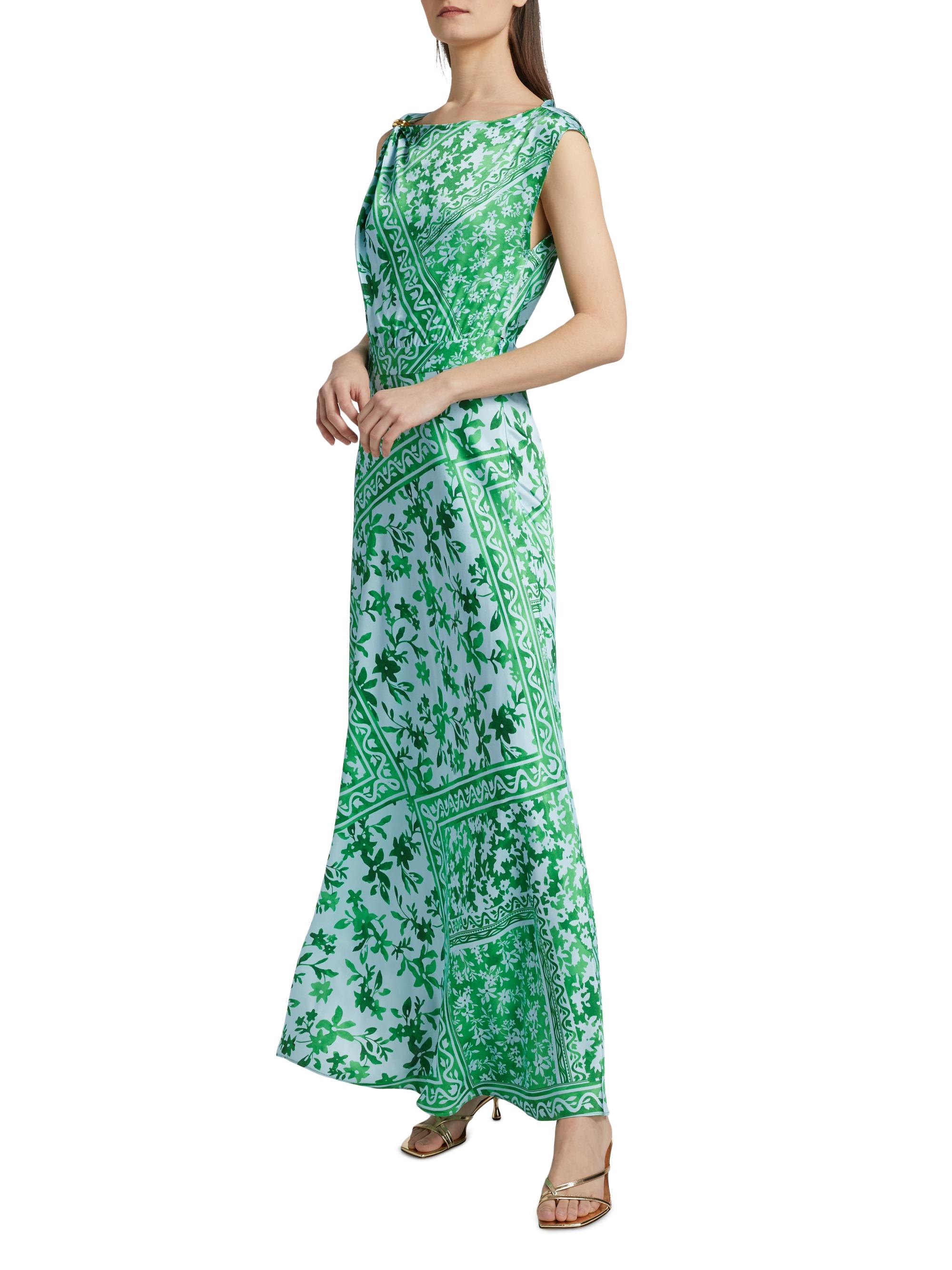 Derek Lam 10 Crosby Maritza Watercolor Tile Print Asymmetric Maxi