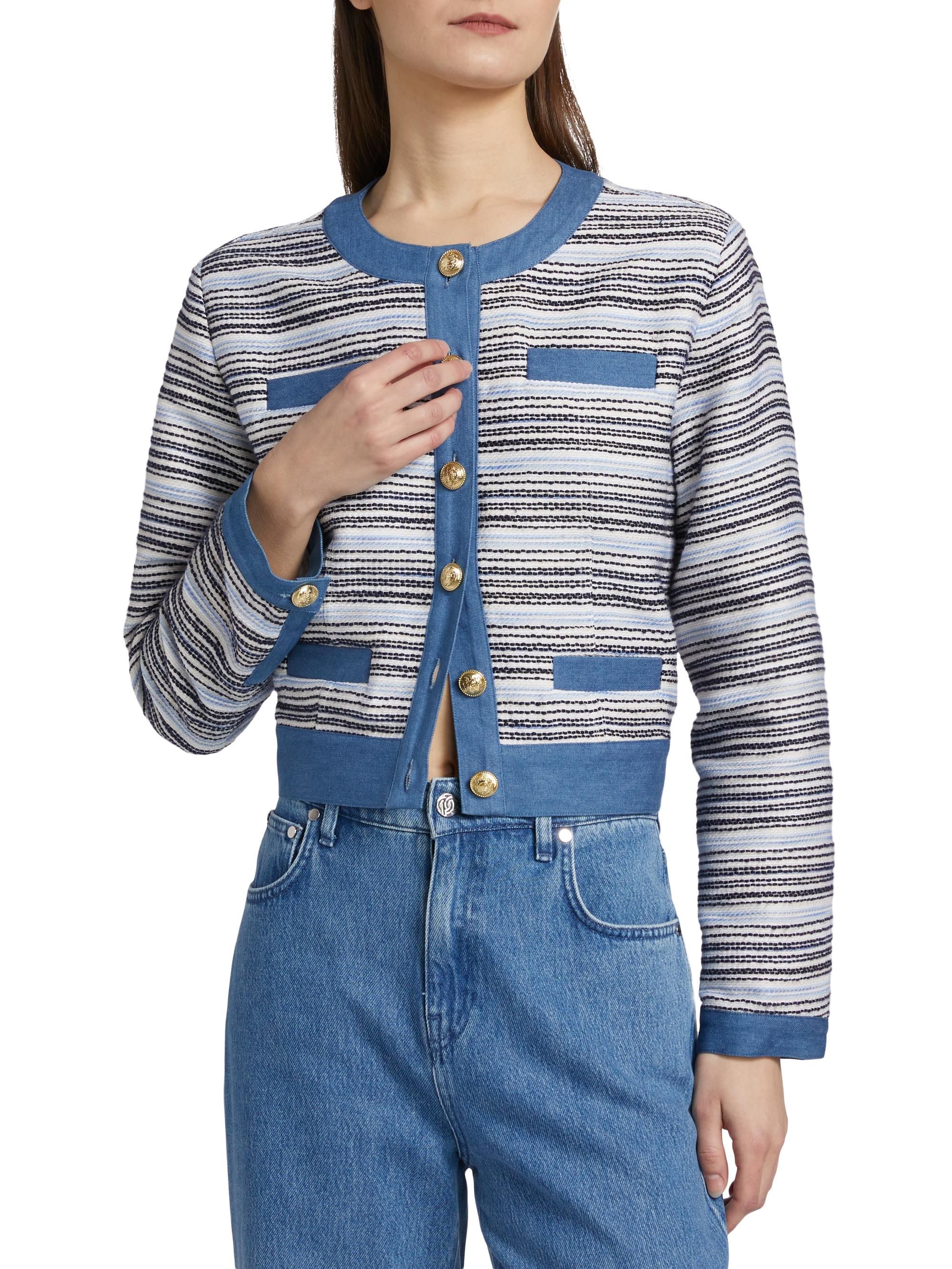 Derek Lam 10 Crosby Elain Denim Trim Tweed Jacket | Saks Fifth Avenue