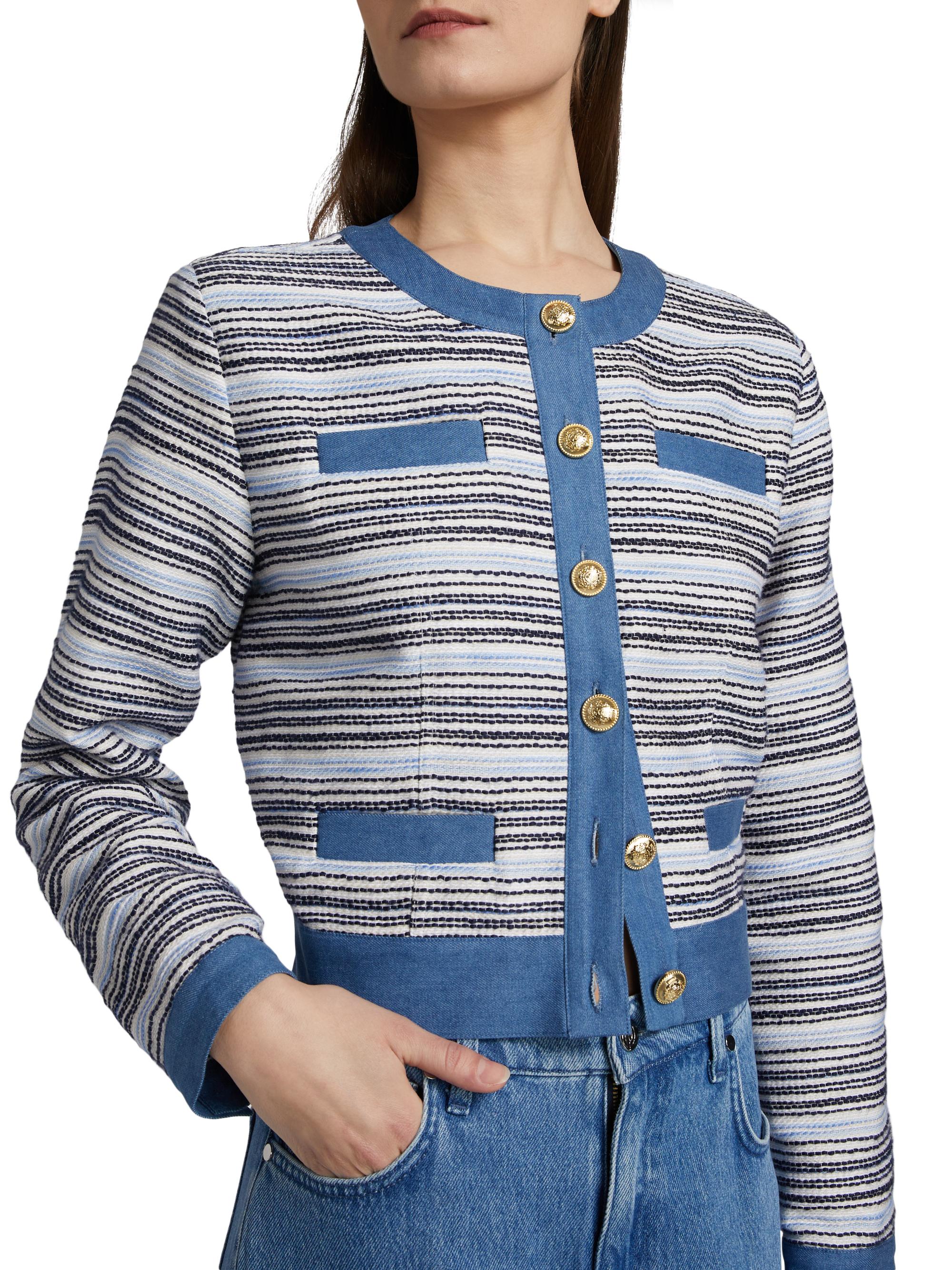 Derek Lam 10 Crosby Elain Denim Trim Tweed Jacket | Saks Fifth Avenue
