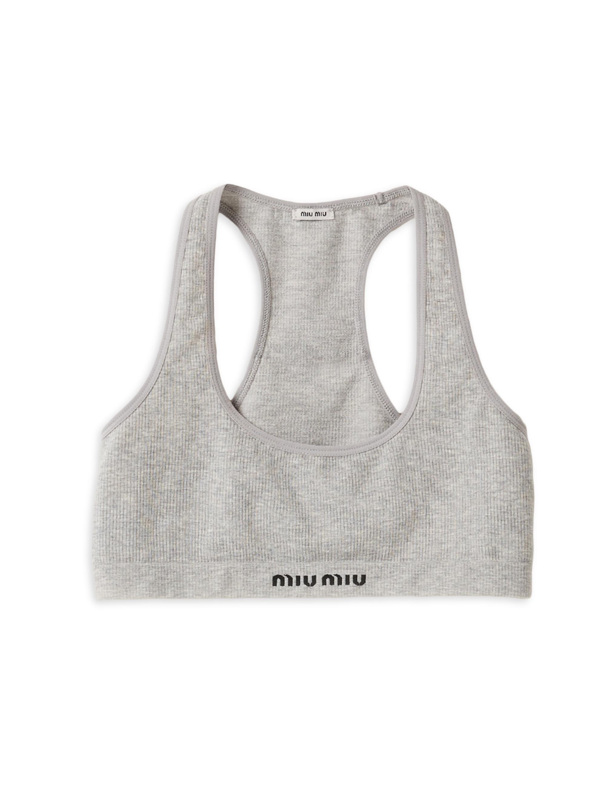 Miu Miu Seamless Mélange Racerback Crop Top | Saks Fifth Avenue