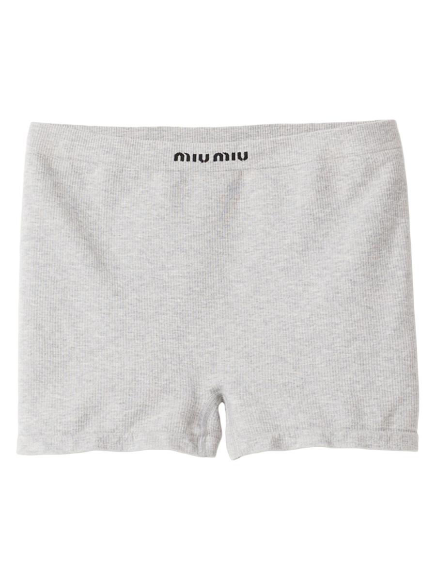 Miu Miu Women's Seamless Mélange Knit Boxer Shorts In Gray