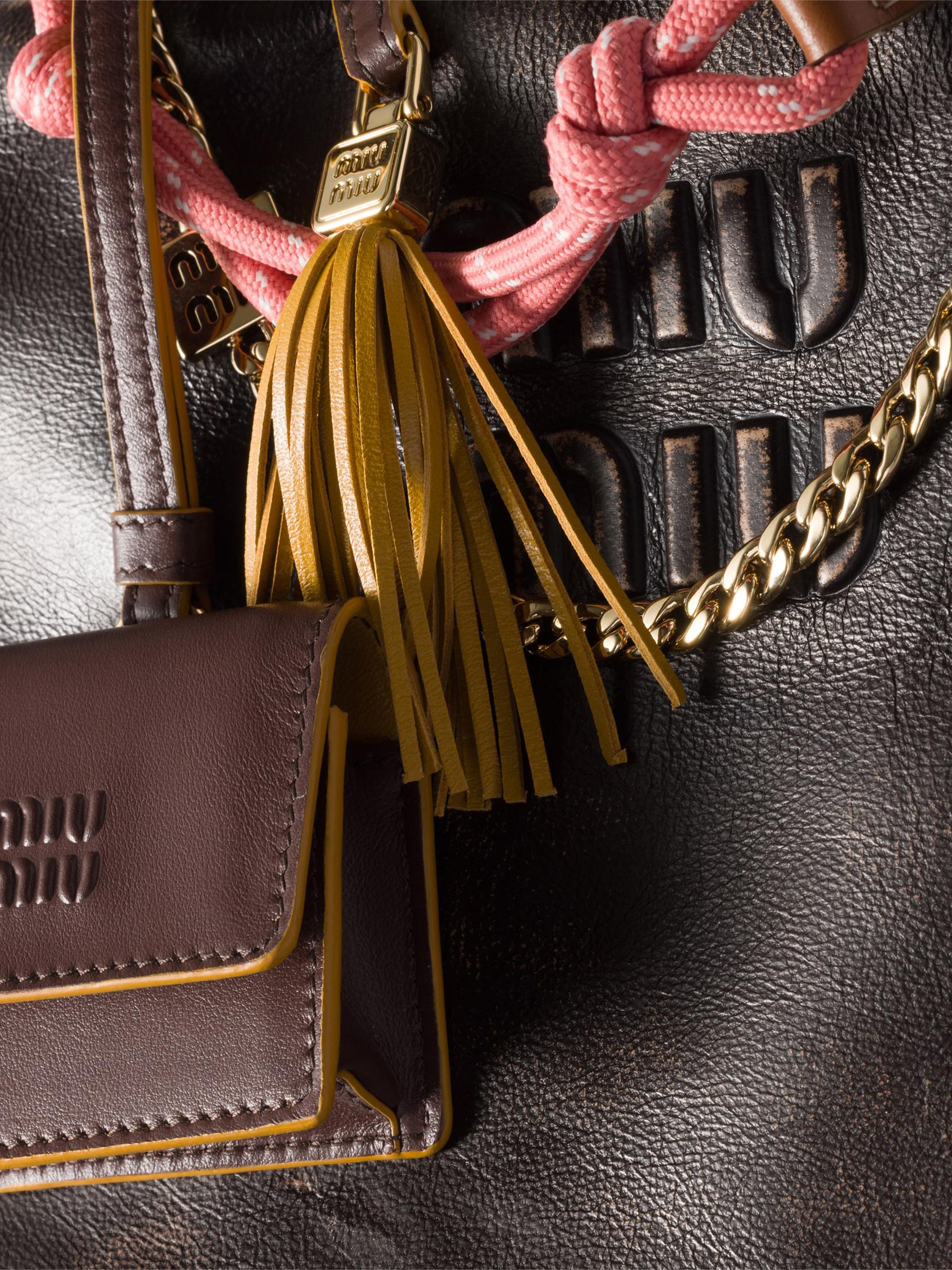 Miu Miu Leather, Cord, and Metal Trick Bag Accessory | Saks Fifth