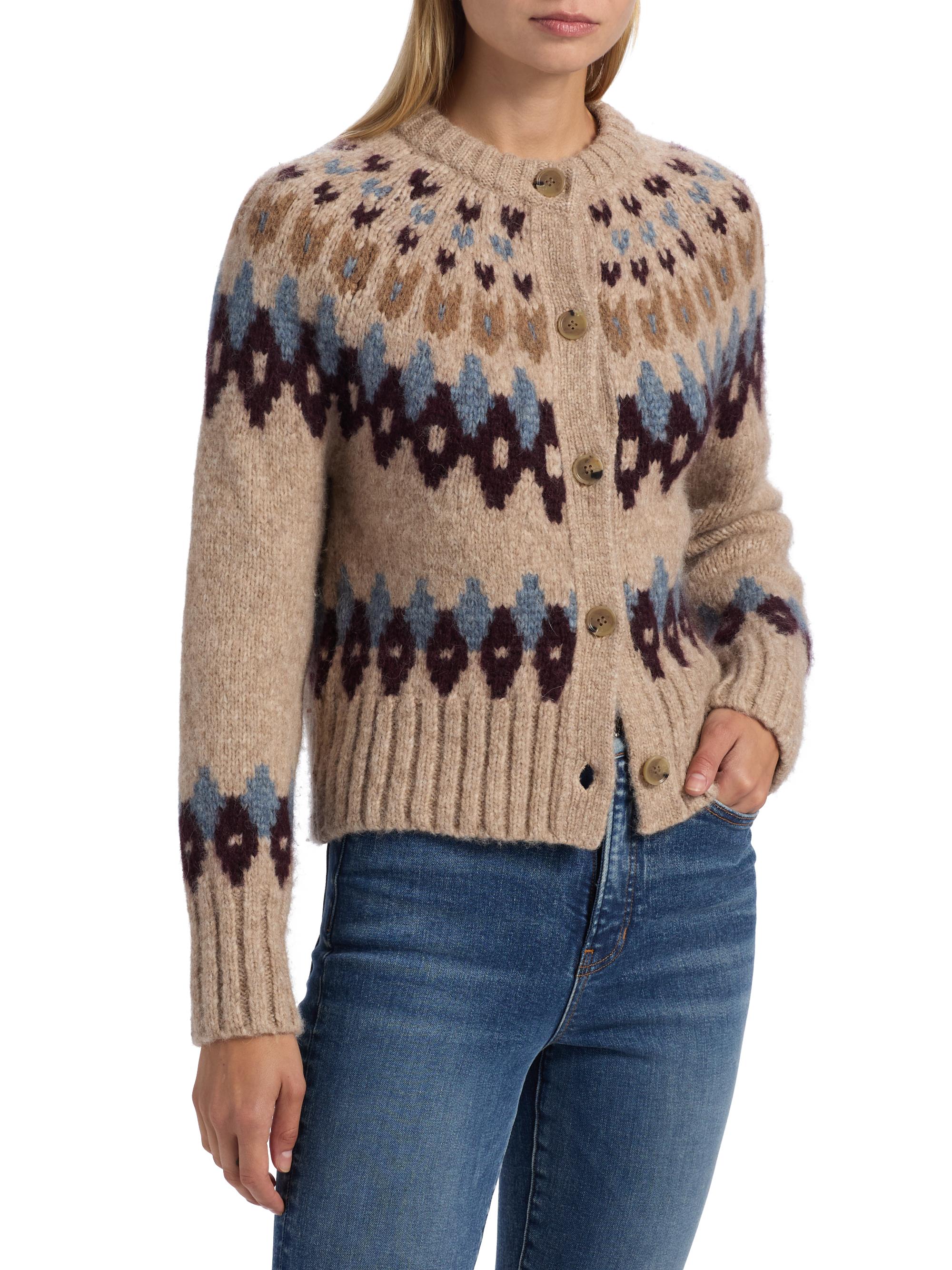 Veronica Beard Christina Fair Isle-Inspired Alpaca-Blend Cardigan