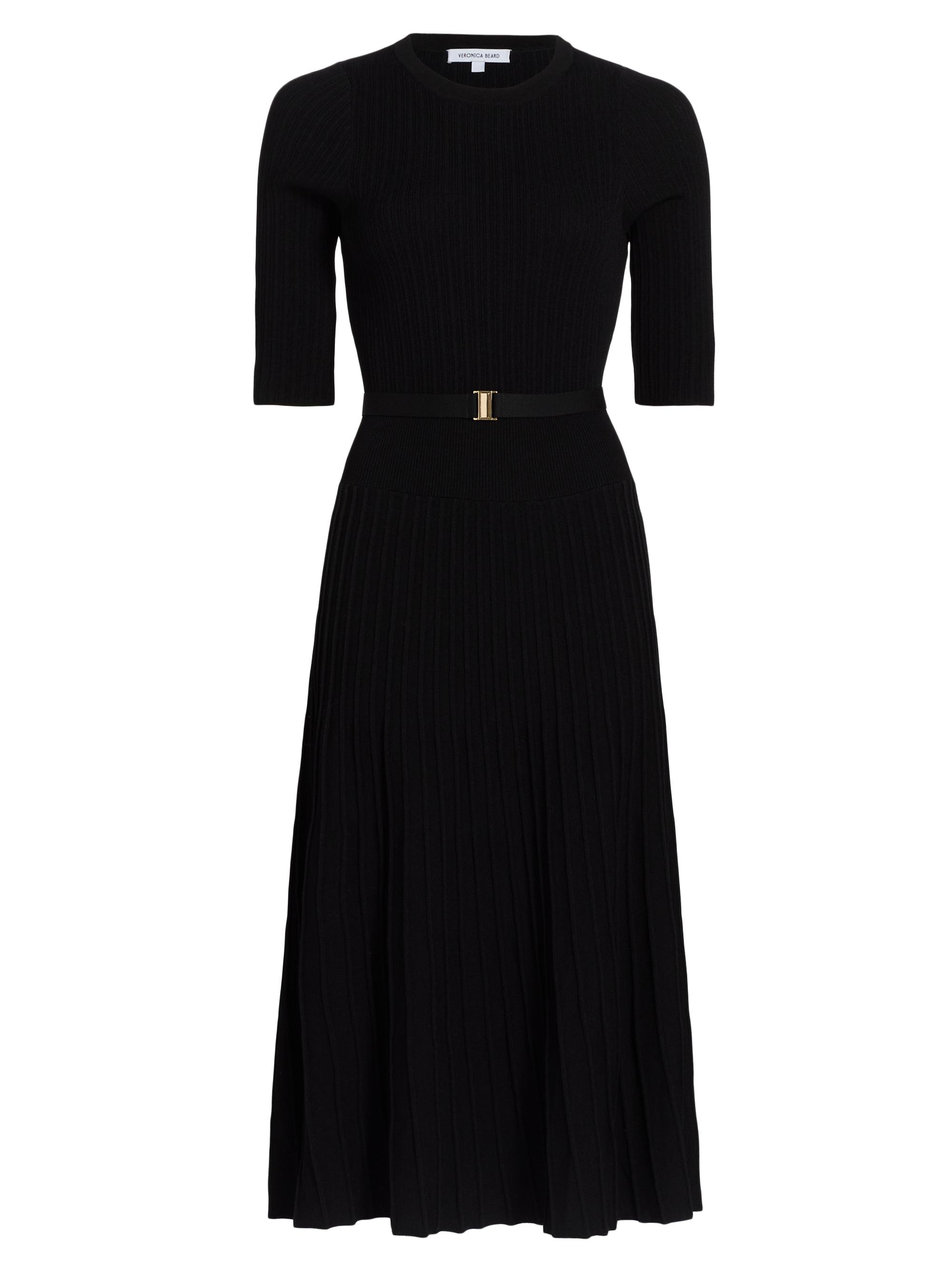 Veronica Beard Women's Elthea Rib-Knit Belted Midi-Dress - Black