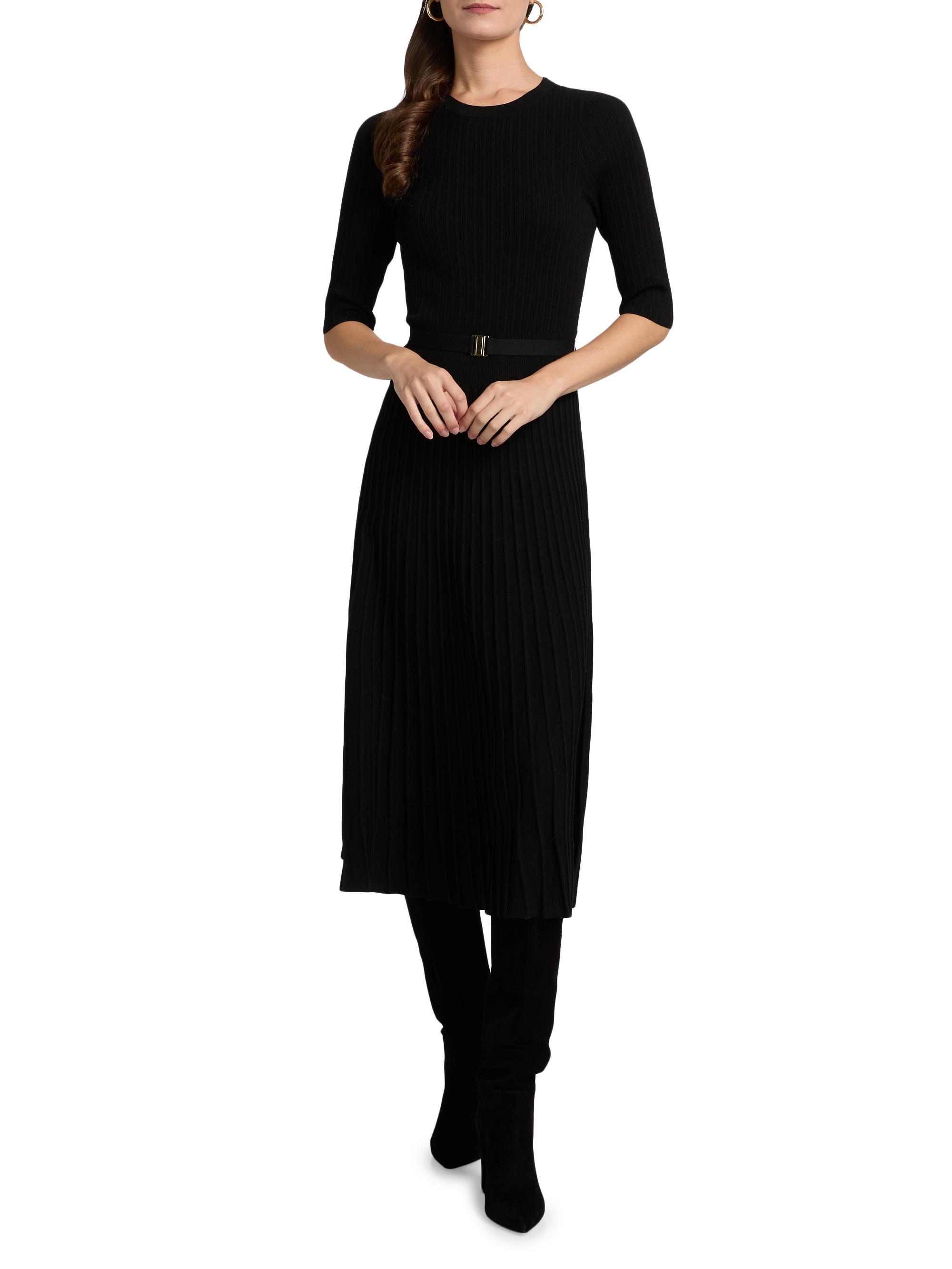Veronica Beard Elthea Rib-Knit Belted Midi-Dress | Saks Fifth Avenue