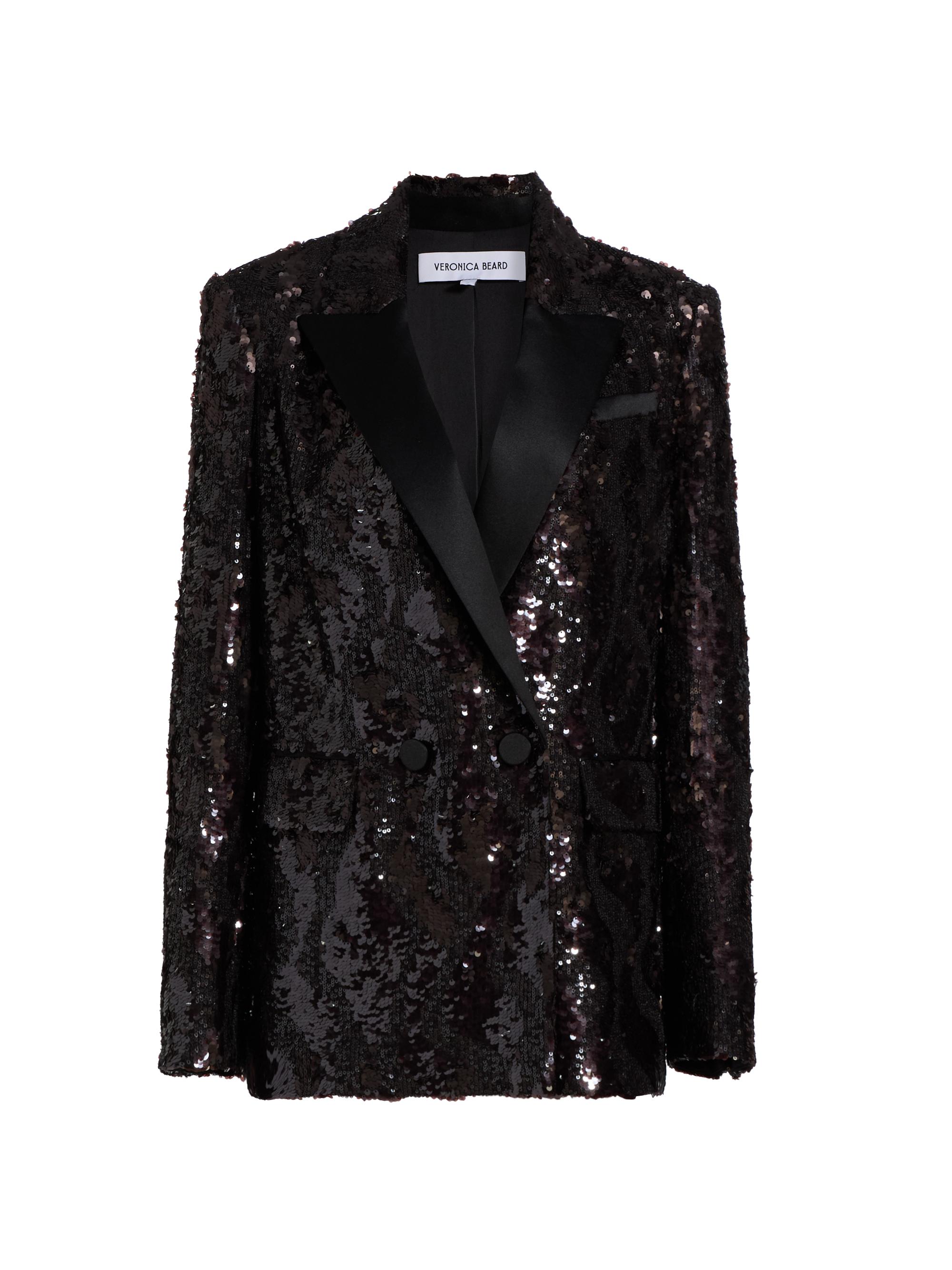 Veronica Beard Women's Sevyn Sequined Double-Breasted Jacket - Dark Currant