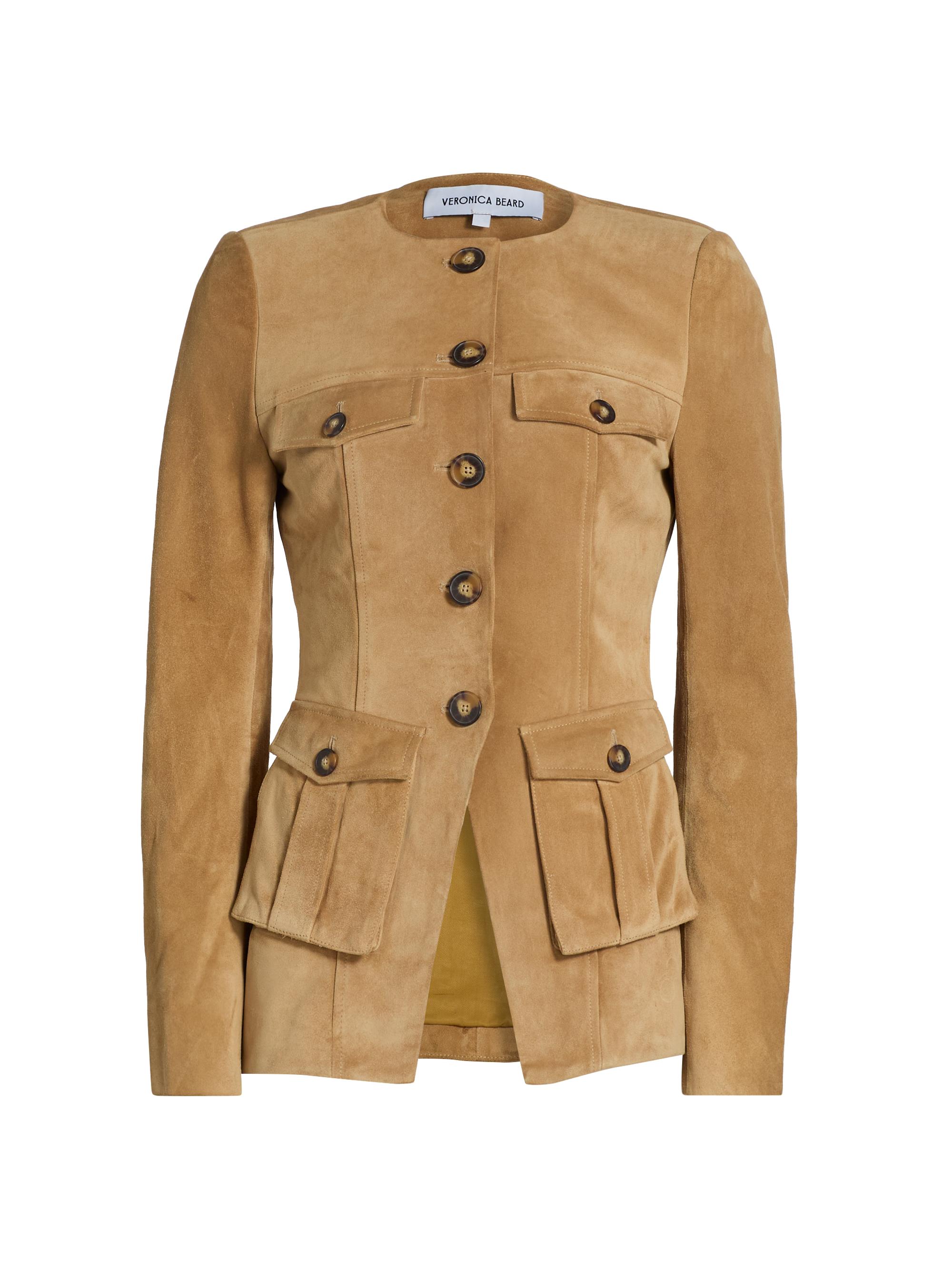 Veronica Beard Women's Orrin Suede Cargo Jacket - Desert Khaki