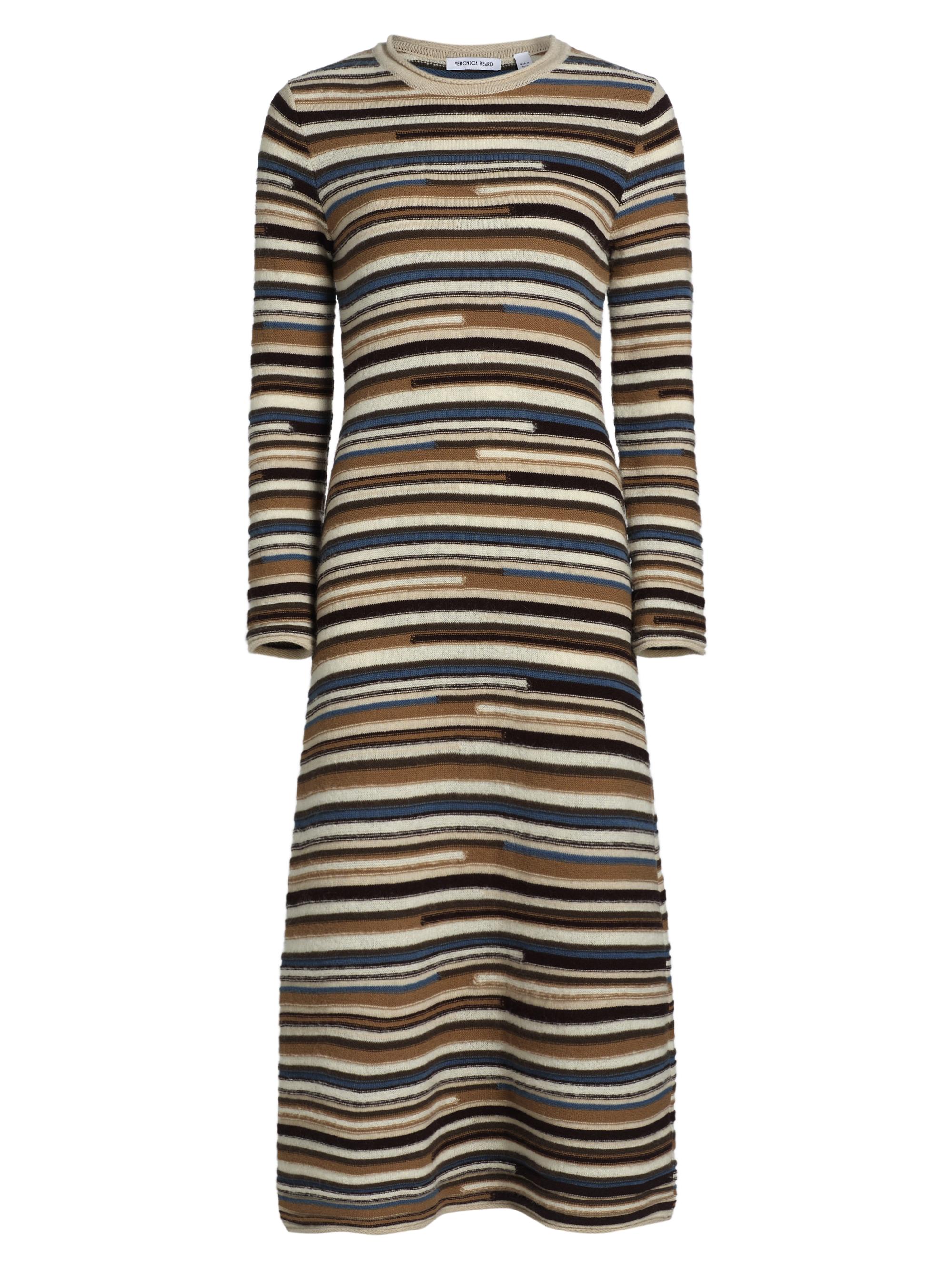 Veronica Beard Women's Sanders Striped Wool-Blend Knit Midi-Dress - Dark Acorn Multi