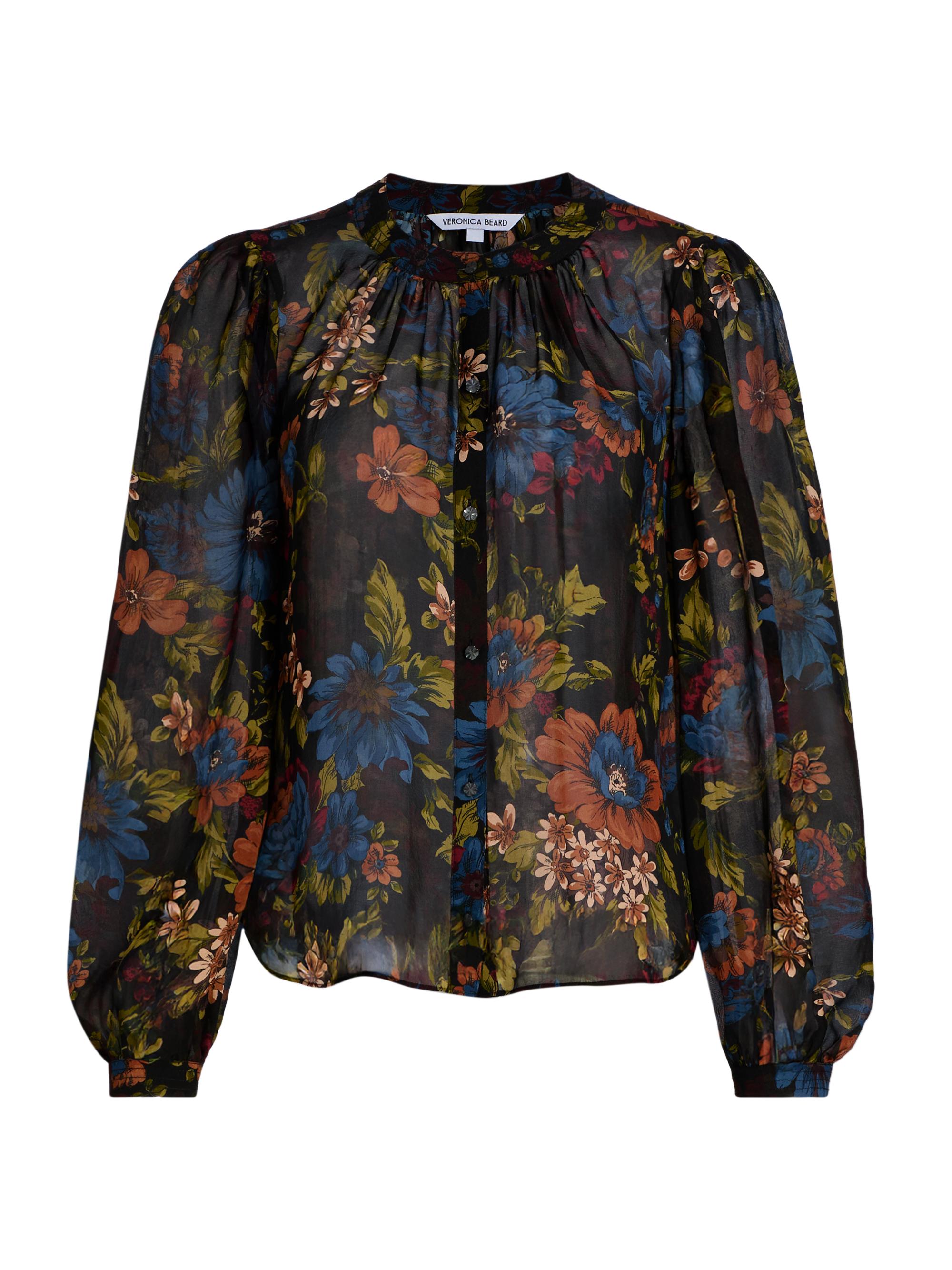 Veronica Beard Women's Ashlynn Floral Silk Blouse - Black Multi