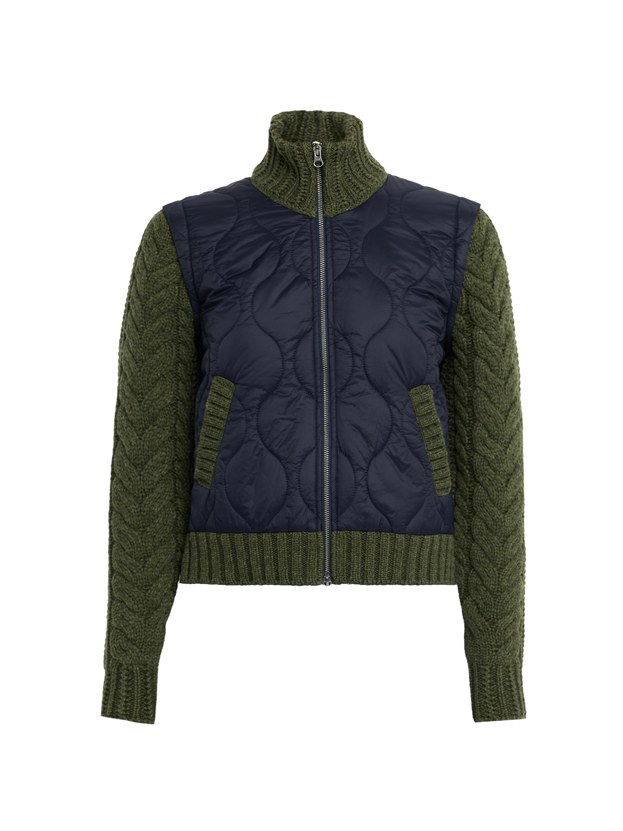 Veronica Beard Women's Patra Mixed-Media Zip-Front Jacket - Navy Army