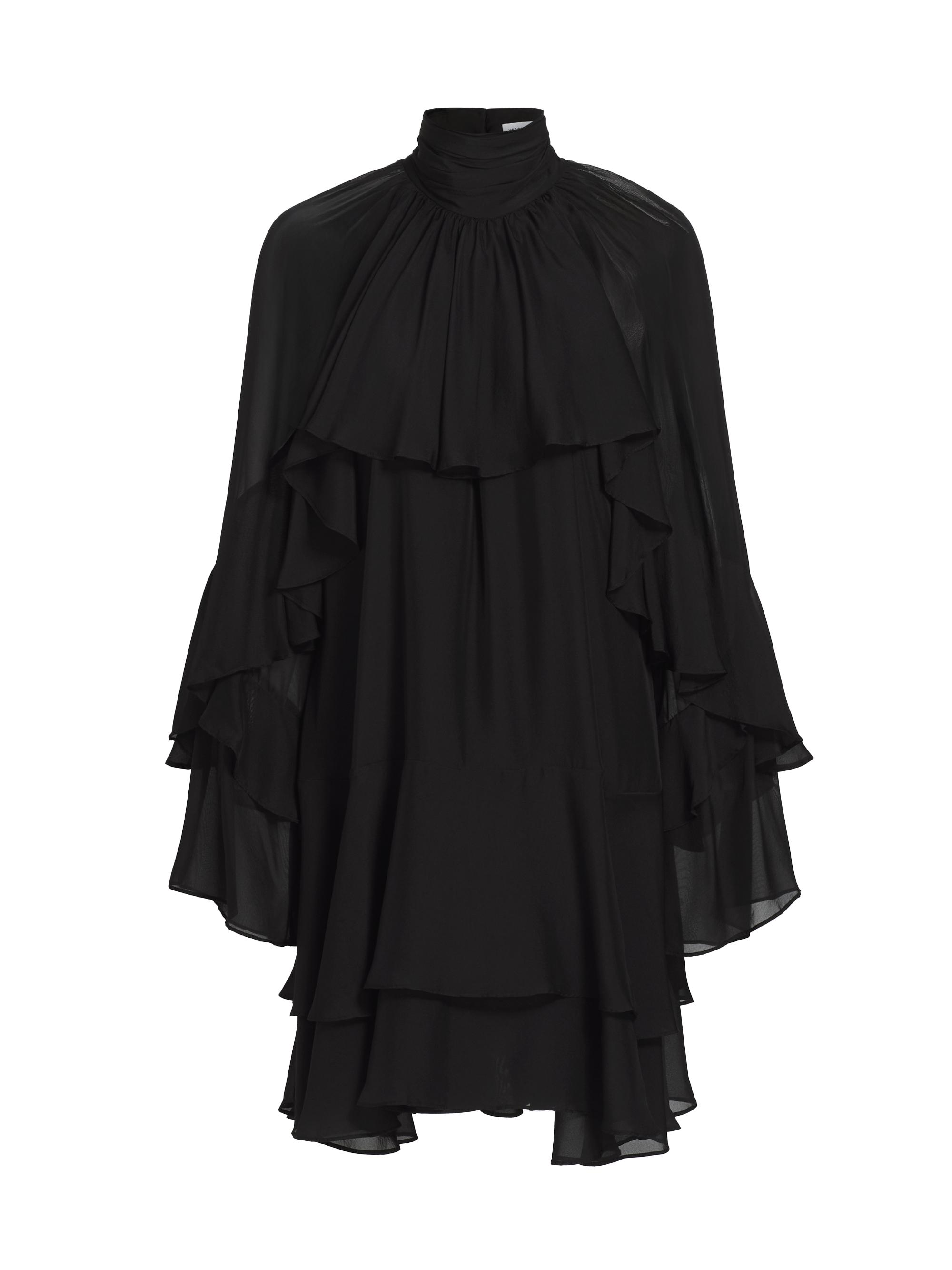 Veronica Beard Women's Adlington Silk Ruffle Mock-Neck Minidress - Black