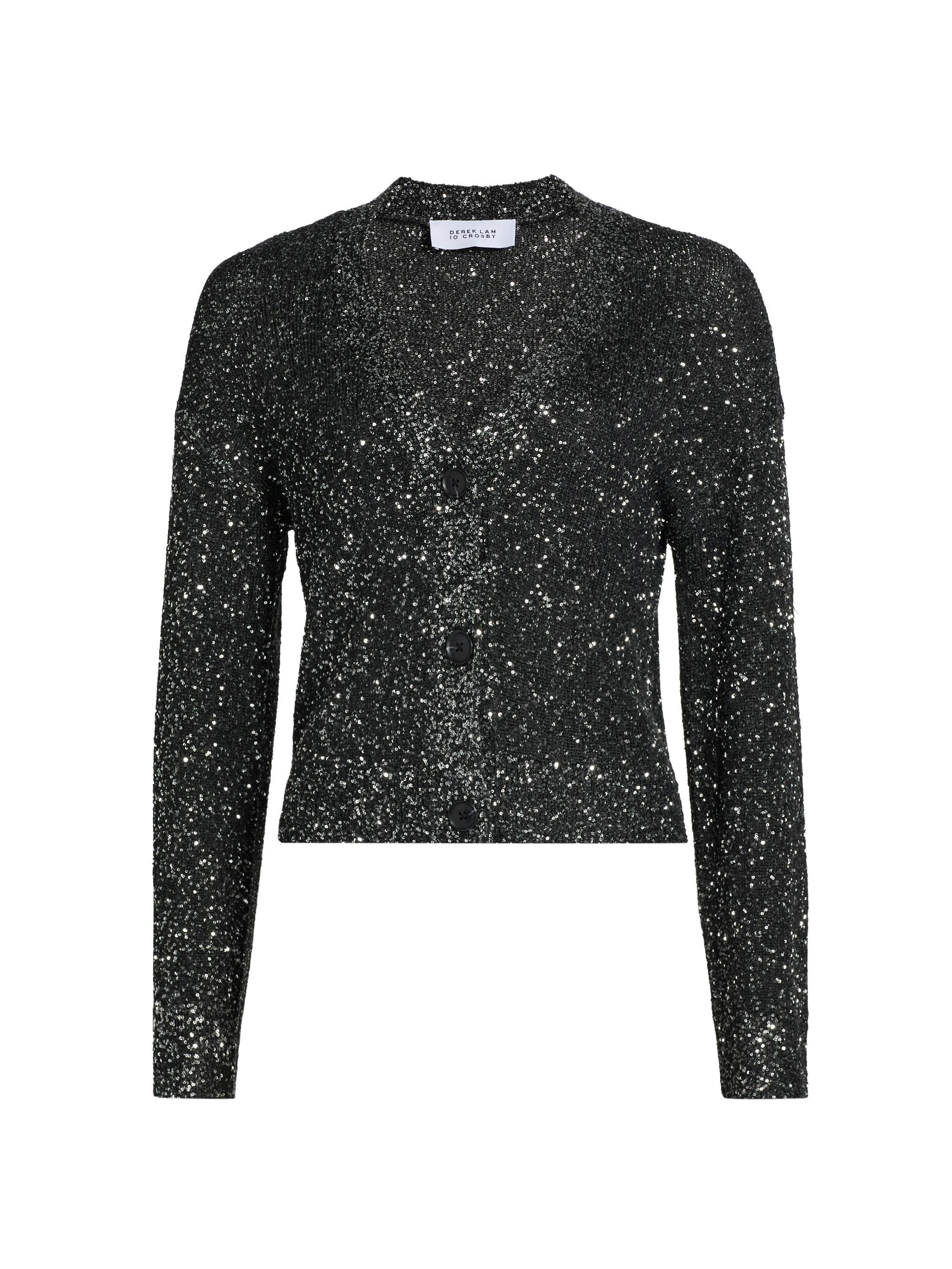 Derek Lam 10 Crosby Women's Kalena Sequined Cardigan - Black Charcoal