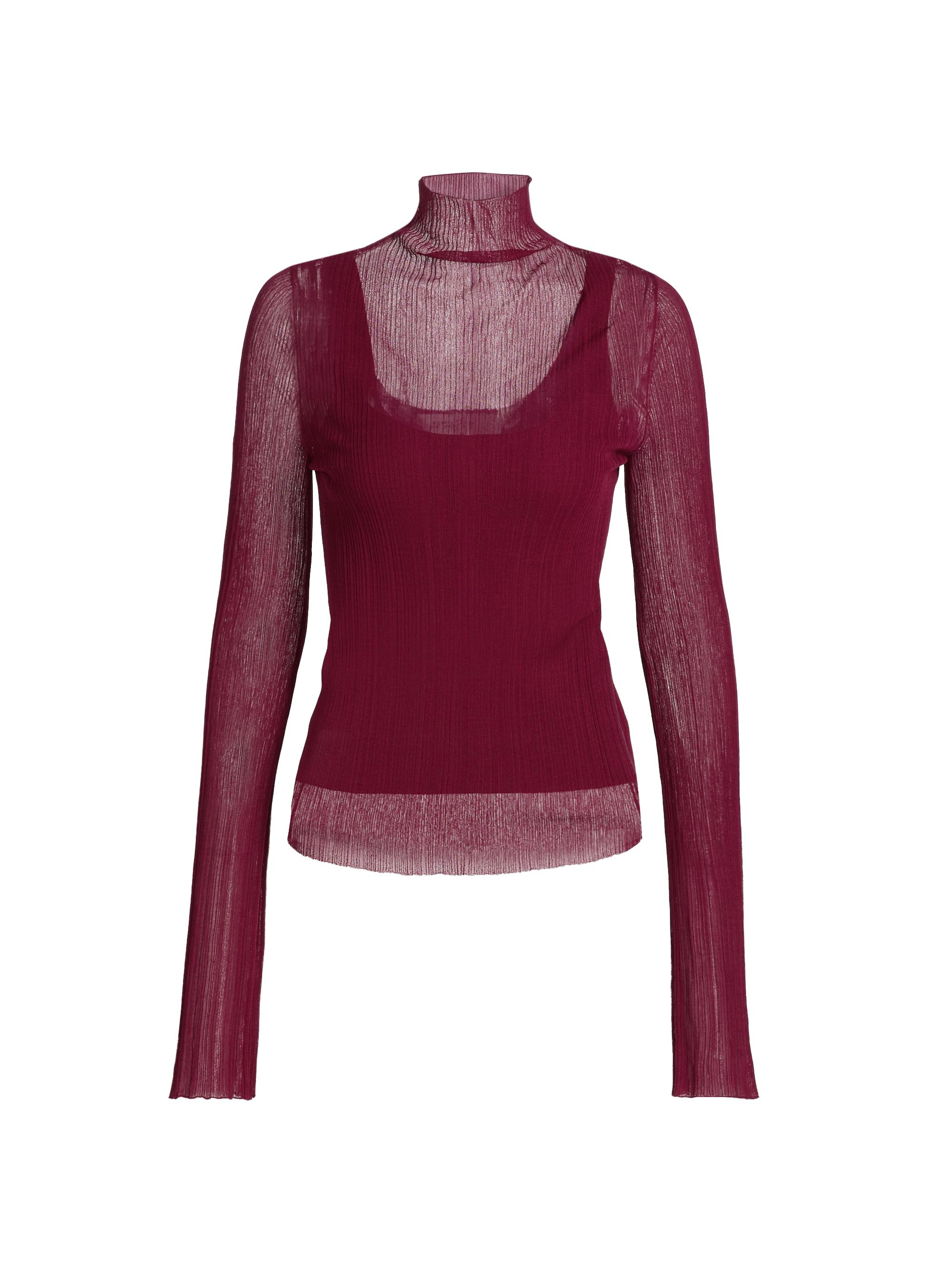Derek Lam 10 Crosby Women's Isolde Plissé Mock Turtleneck - Carmine