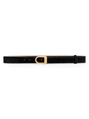 Khaite Women's Saddle Calf Hair Belt - Black Gold