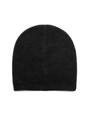 Carolyn Rowan Collection Women's Swarovski Crystal Cashmere Beanie - Black