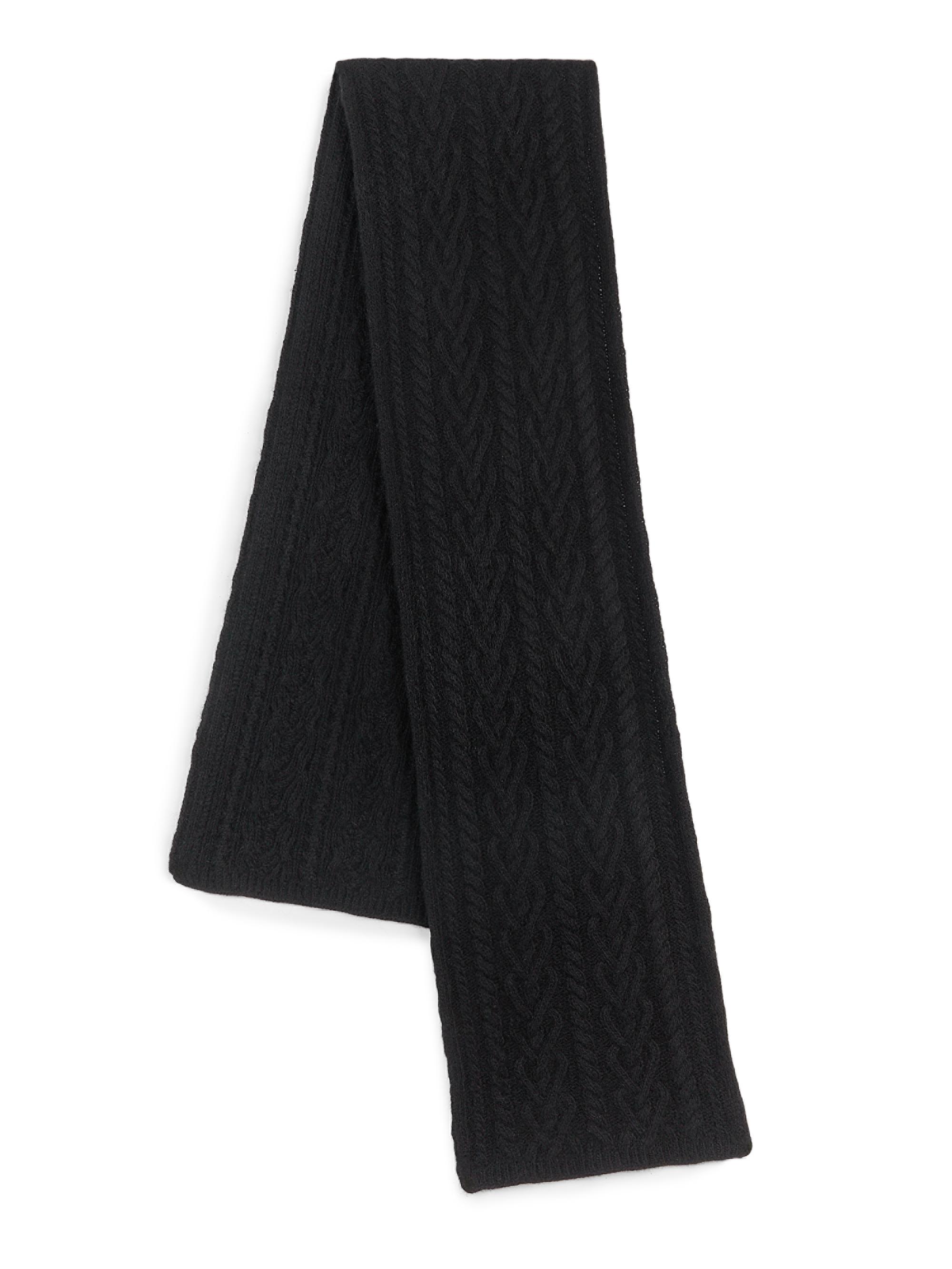 Carolyn Rowan Collection Women's Cable Knit Cashmere Scarf - Black