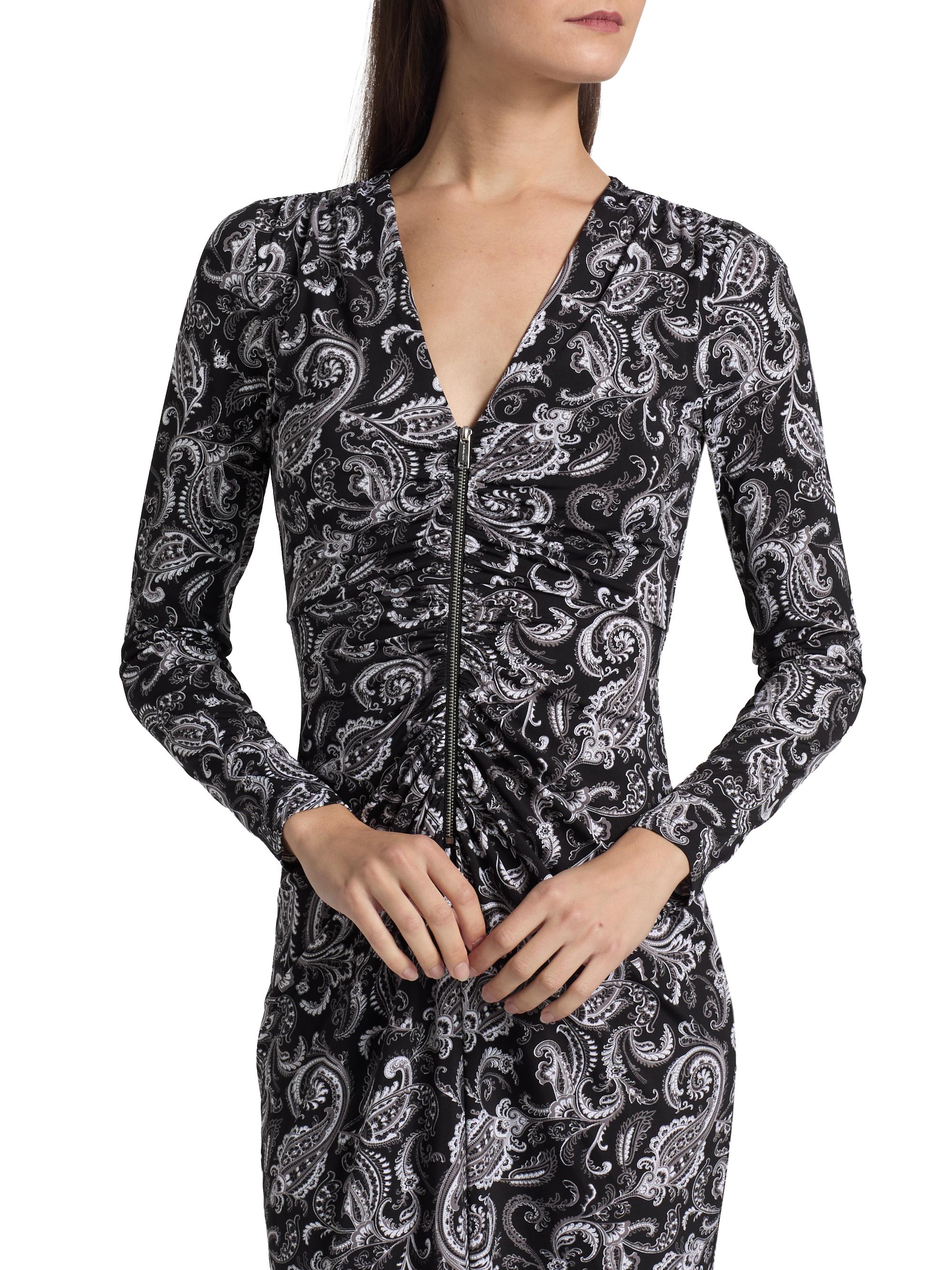 Michael Michael Kors Women's Paisley Ruched Midi-Dress - Gunmetal - Size XS