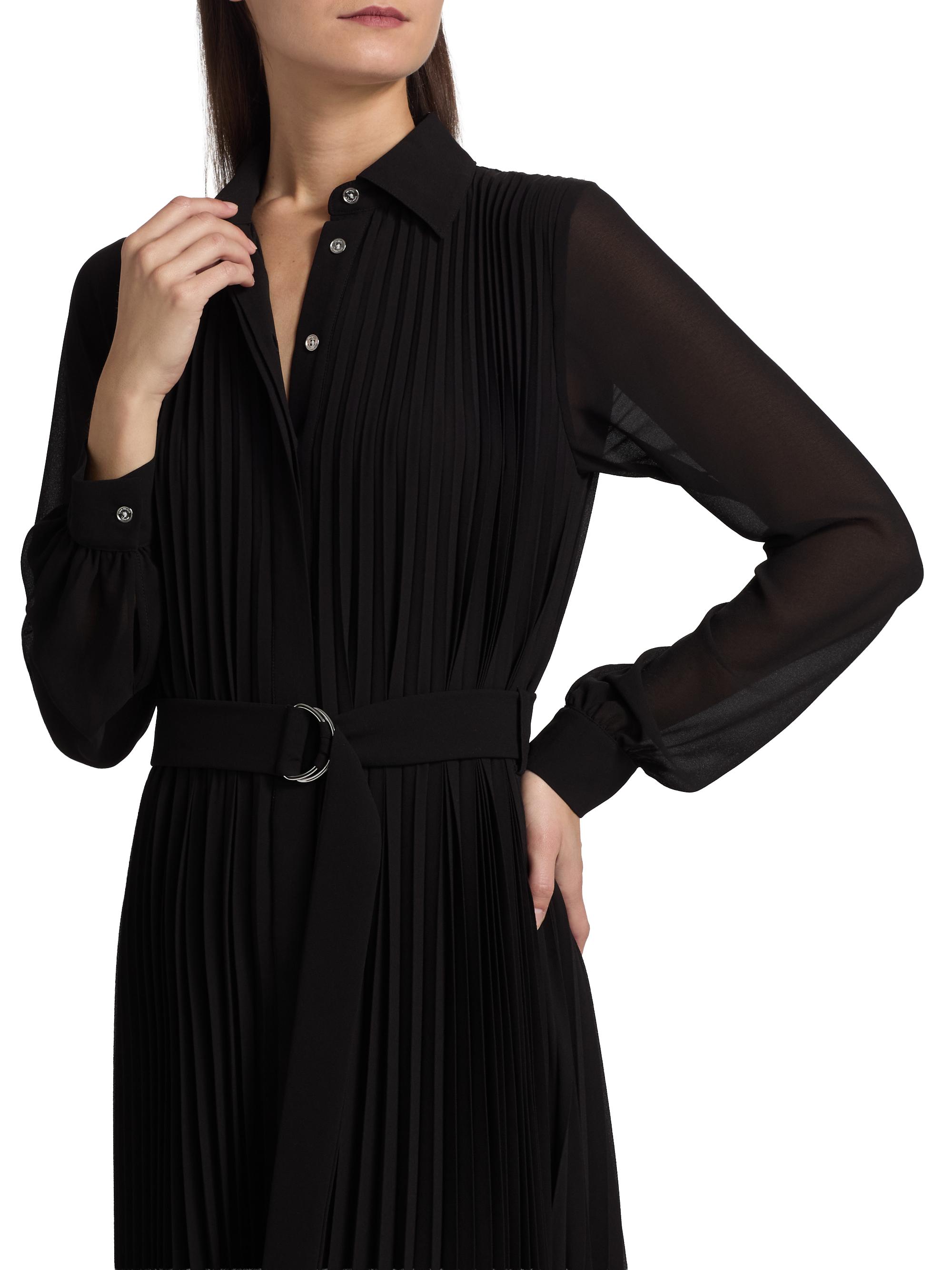 MICHAEL Michael Kors Pleated Midi-Shirtdress | Saks Fifth Avenue