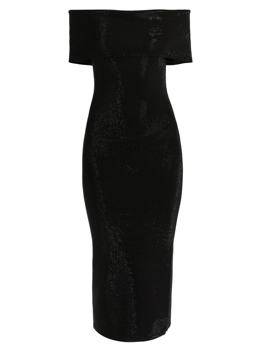 michael kors off shoulder dress Michael Michael Kors off-shoulder sheer-panel Dress | Black
