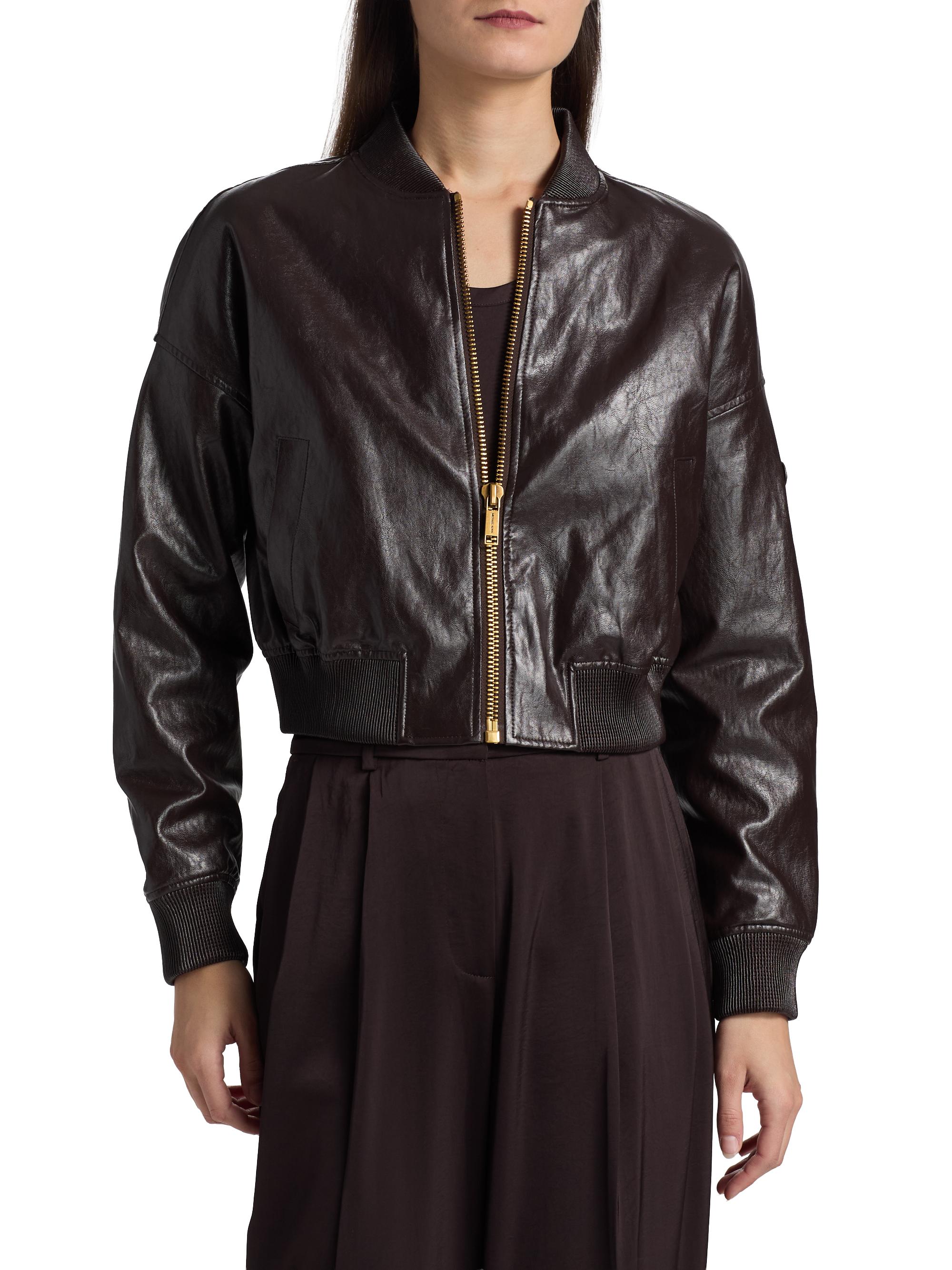 MICHAEL Michael Kors Faux Leather Crop Jacket | Saks Fifth Avenue