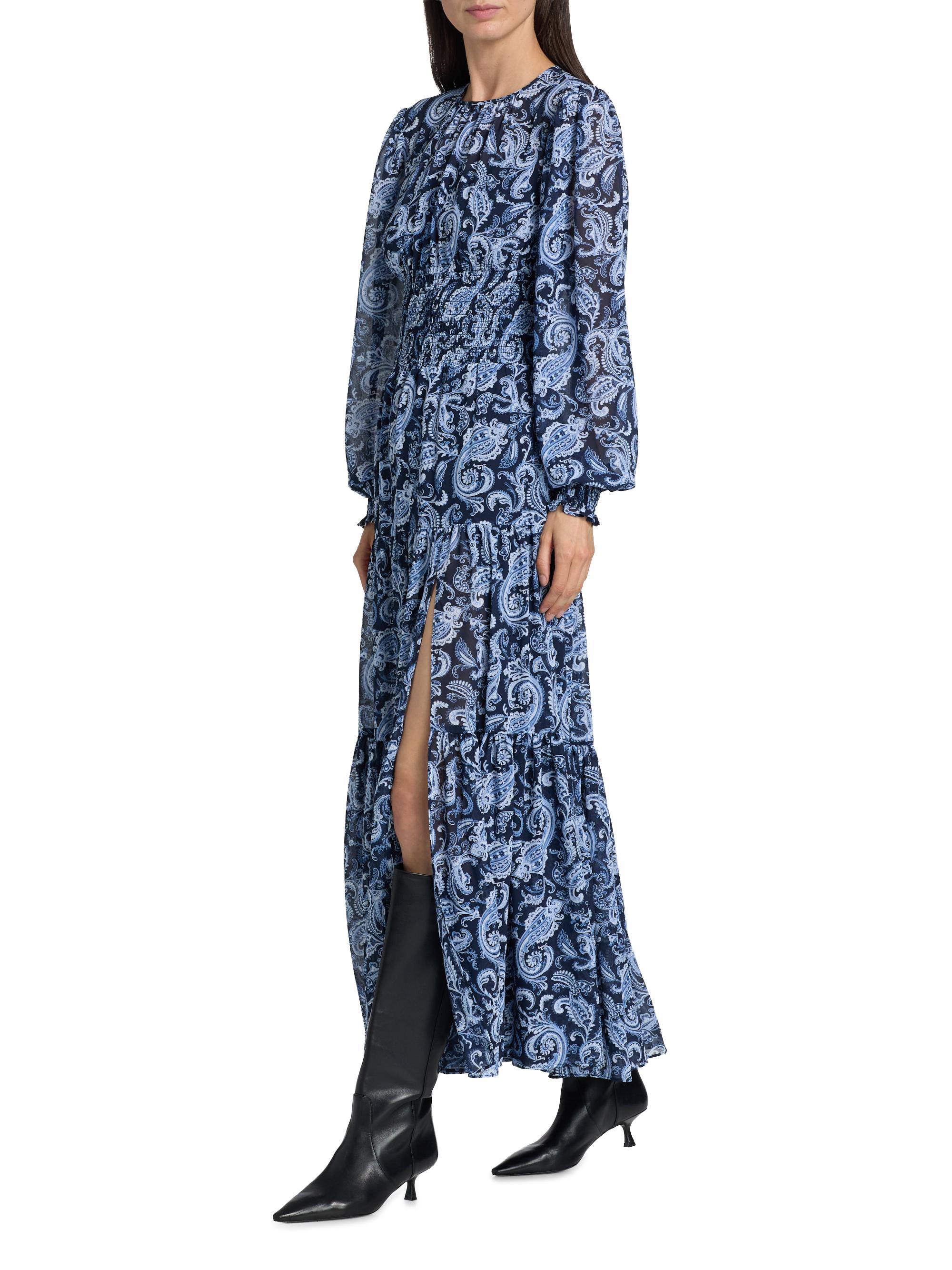 knee length dresses for ladies Dammy Mesh Mini Dress in Tonal Blue Paisley main image 1