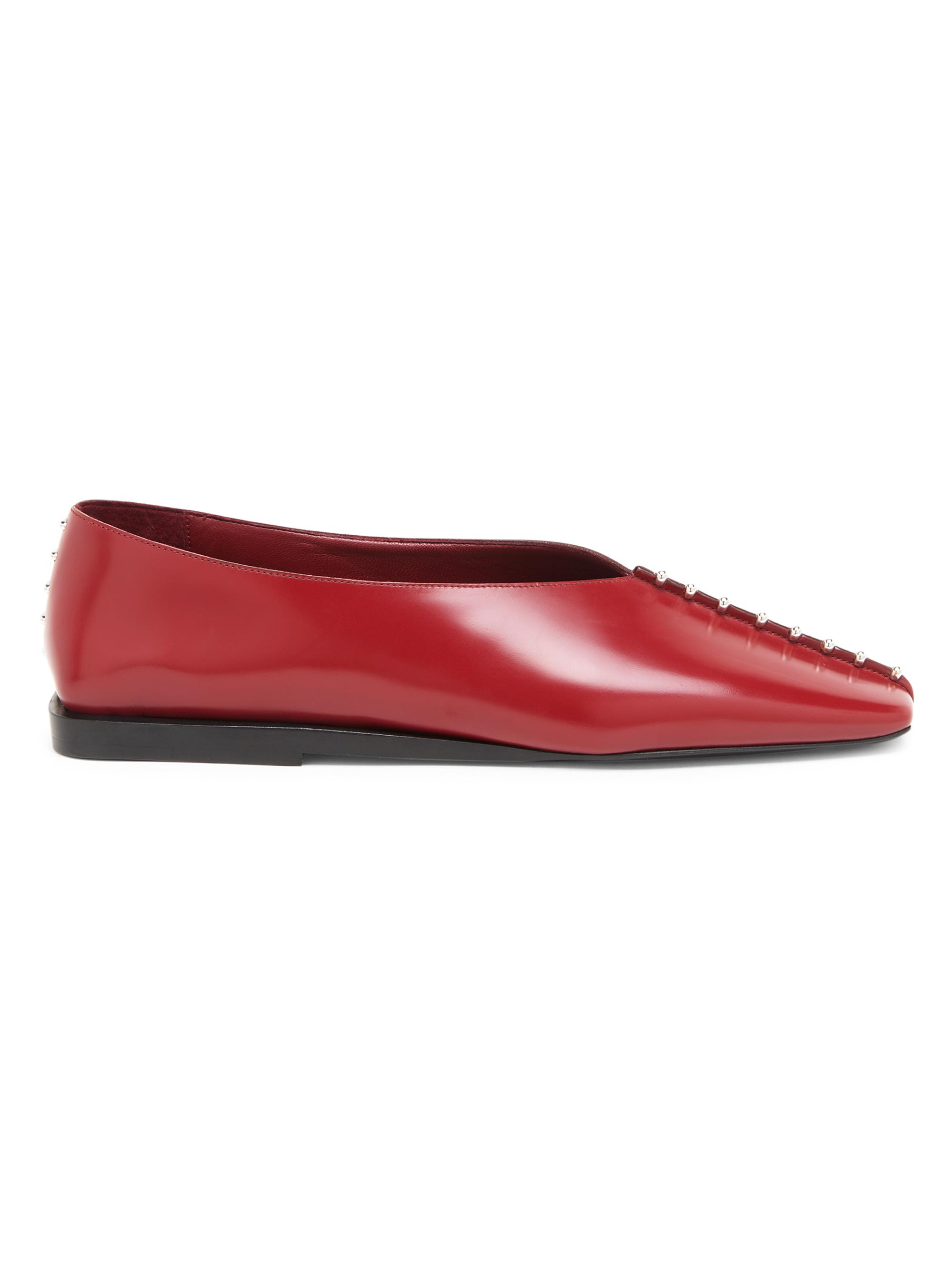Jil Sander Women's Embellished Leather Ballerina Flats - Cedar Red