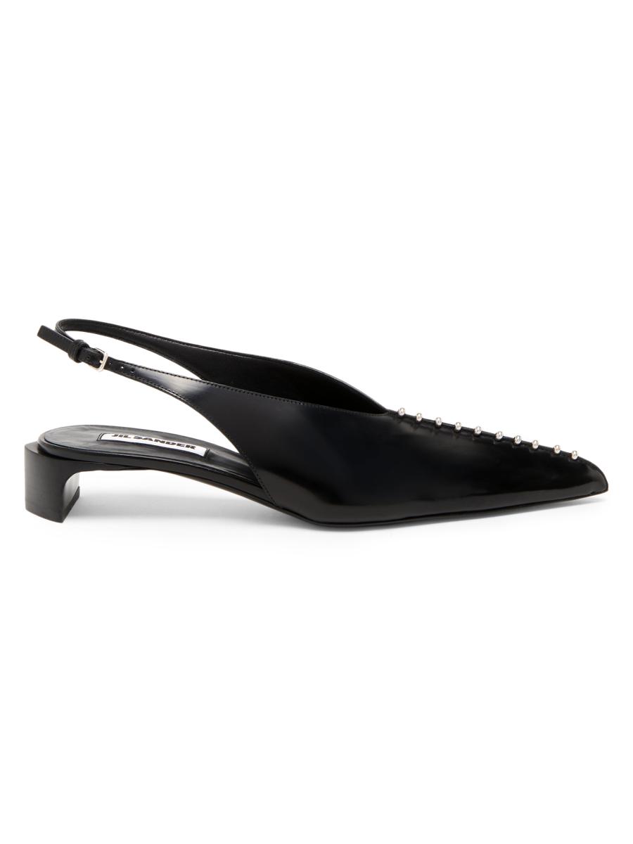 kai！jil sander バックストリングパンプス 35 Jil Sander 35MM Leather Kitten-Heel Pumps | Saks Fifth Avenue