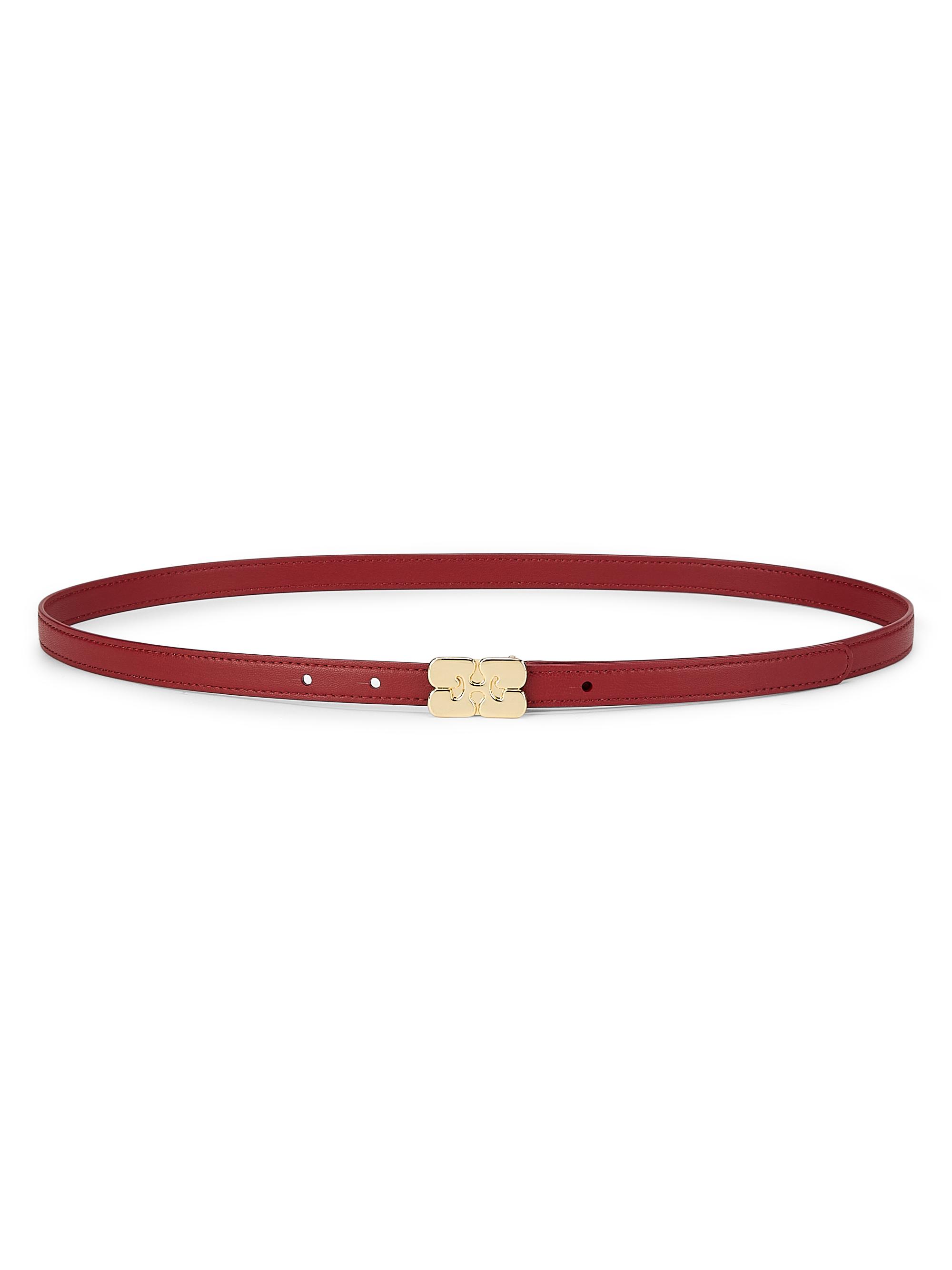 Ganni Women's Kat Leather Belt - Red Dahlia