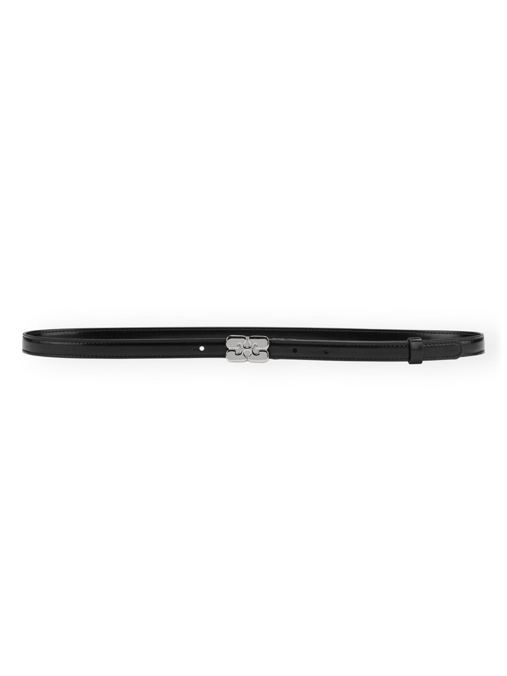 Ganni Women's Kat Patent Thin Belt - Black