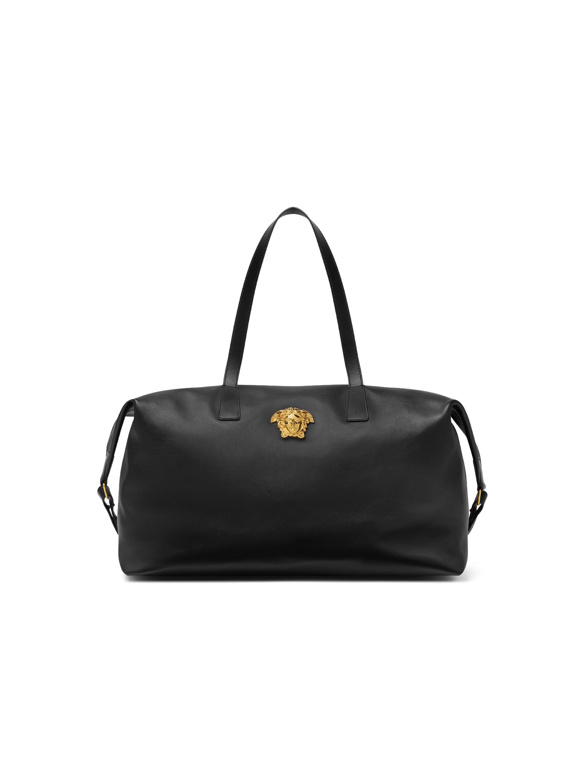 Versace Men's Medusa Head Leather Duffle Bag - Black  Gold