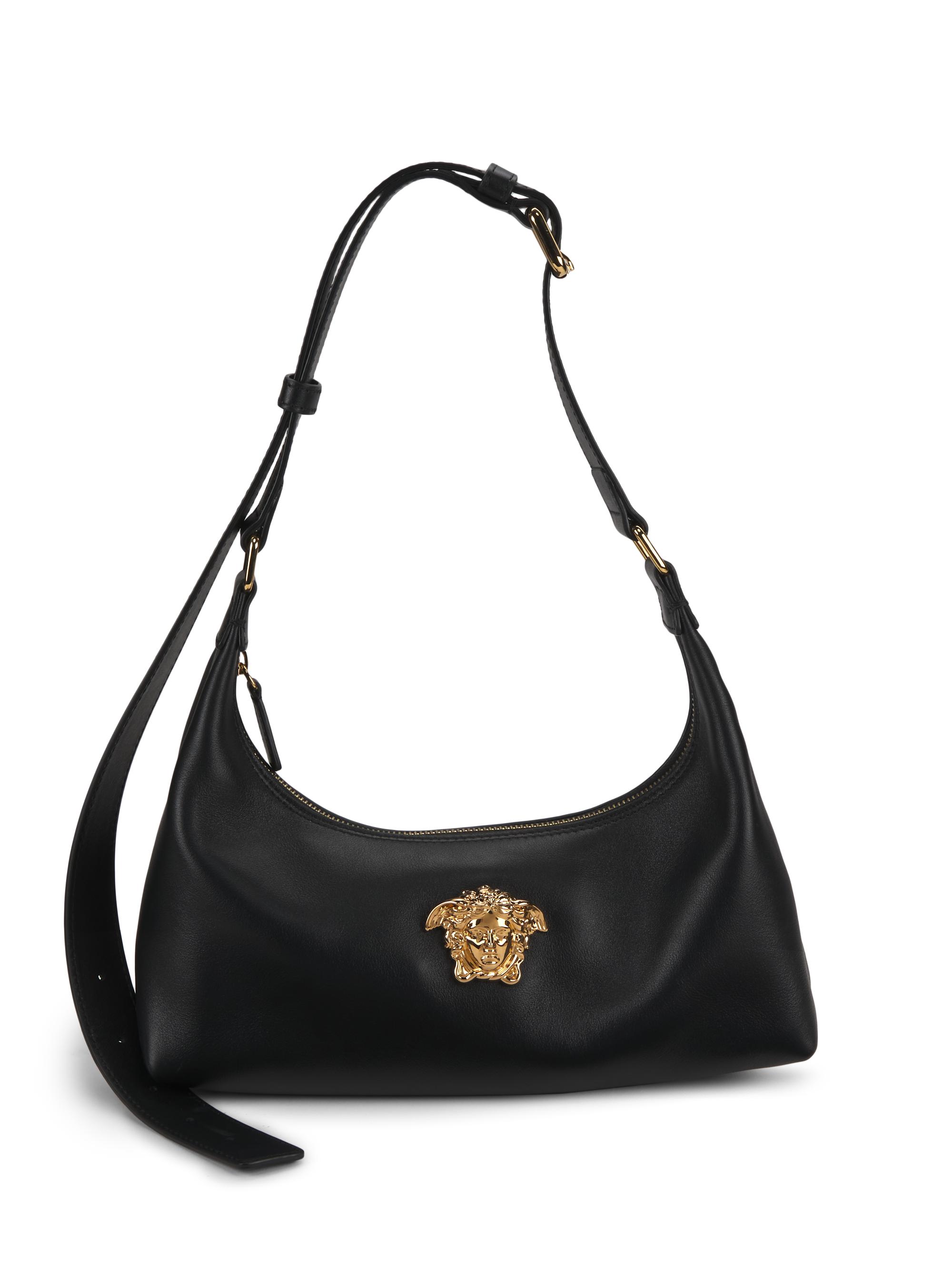 Versace Men's Medusa Leather Hobo Bag - Black  Gold