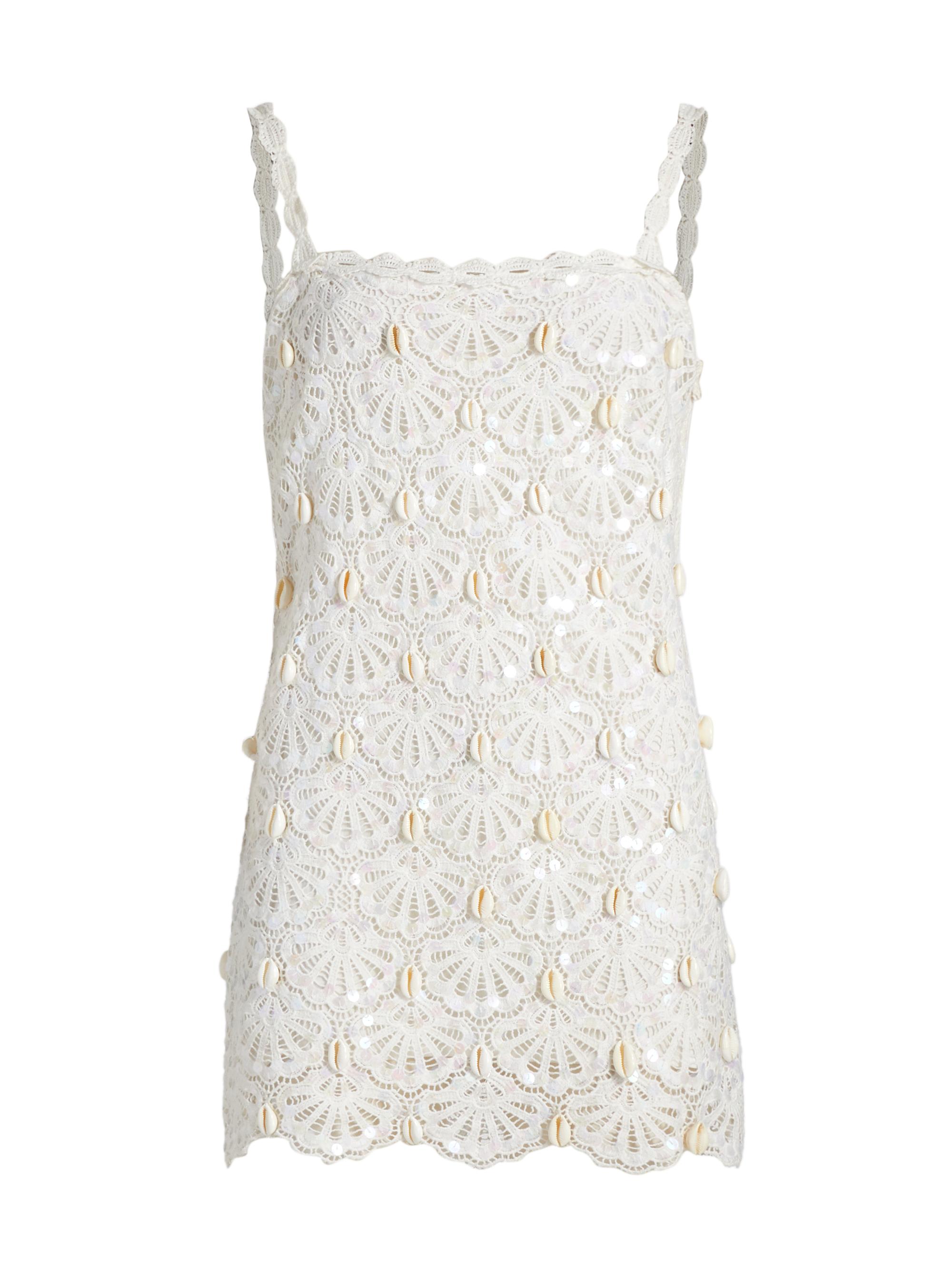 LoveShackFancy Women's Lamont Embellished Crochet Minidress - Ecru