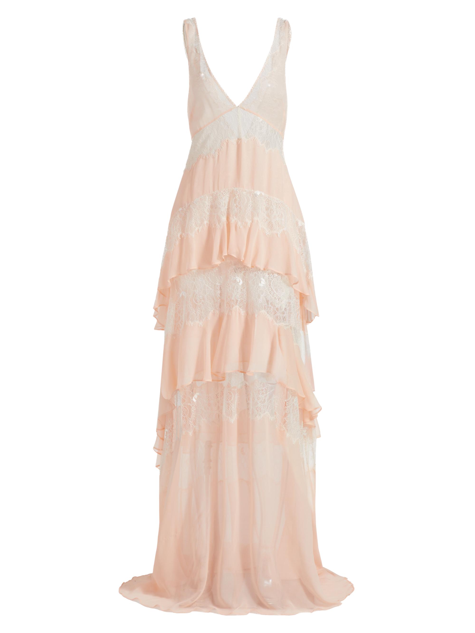 LoveShackFancy Women's Callista Tiered Silk Lace Maxi Dress - Lingerie Peche