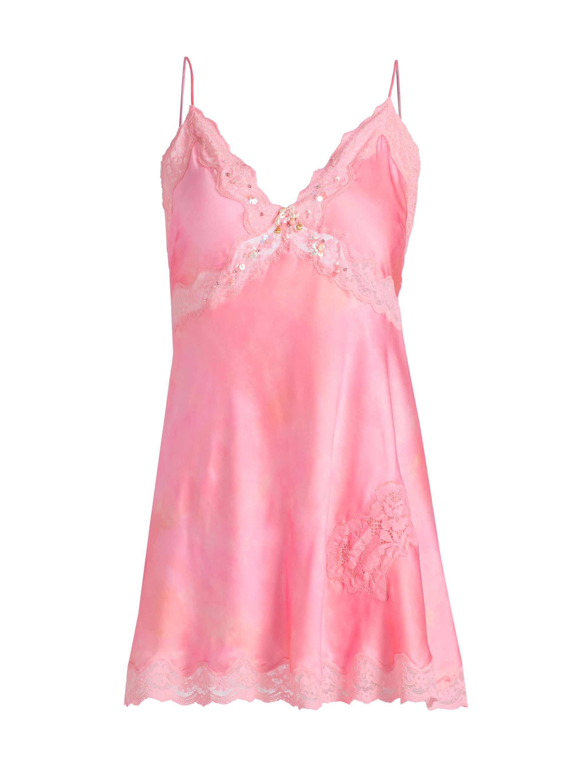 LoveShackFancy Women's Nivola Lace-Trim Silk-Blend Minidress - Pink Ember