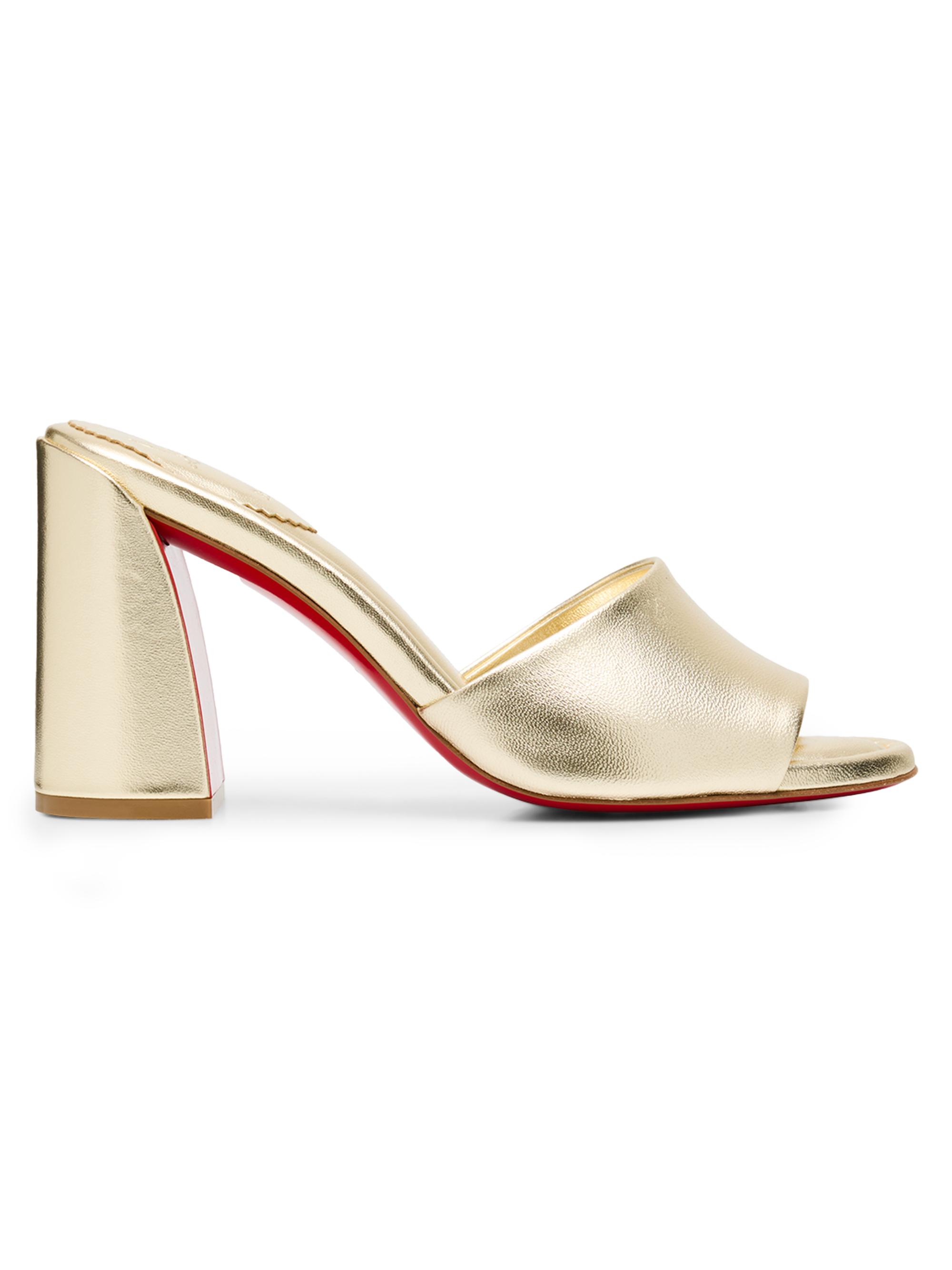 Christian Louboutin Women's Jane 85MM Metallic Nappa Leather Mules - Platine