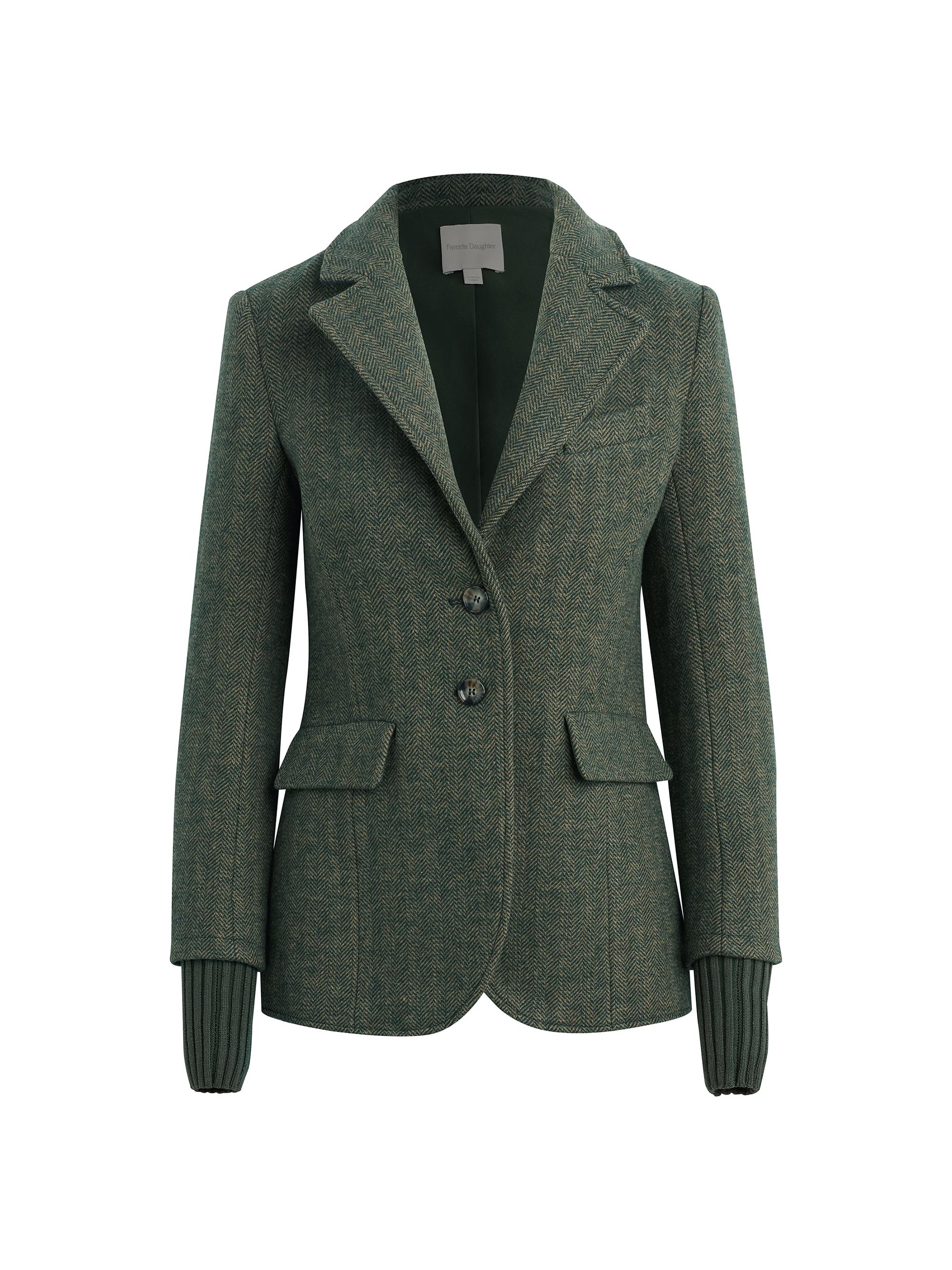 Favorite Daughter The City Herringbone Wool-Blend Blazer