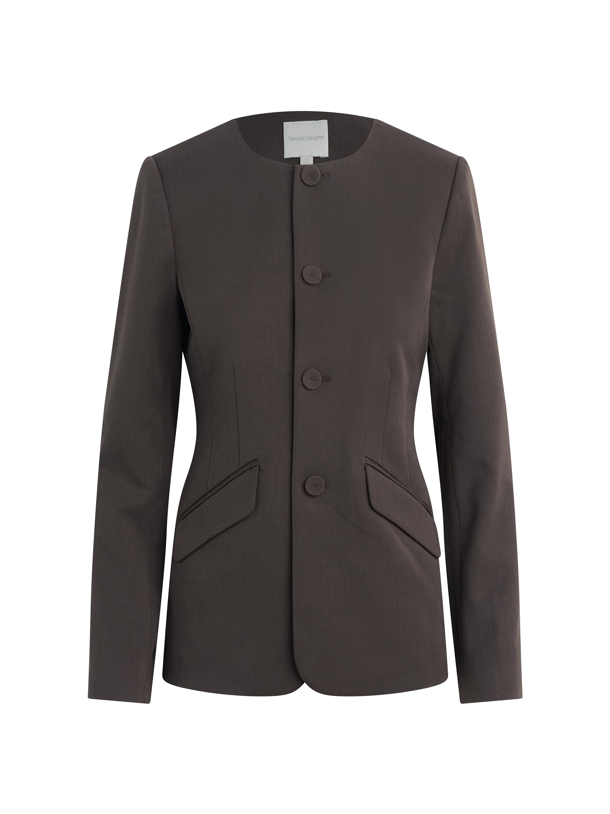 Favorite Daughter Women's The Victoria Collarless Jacket - Coffee