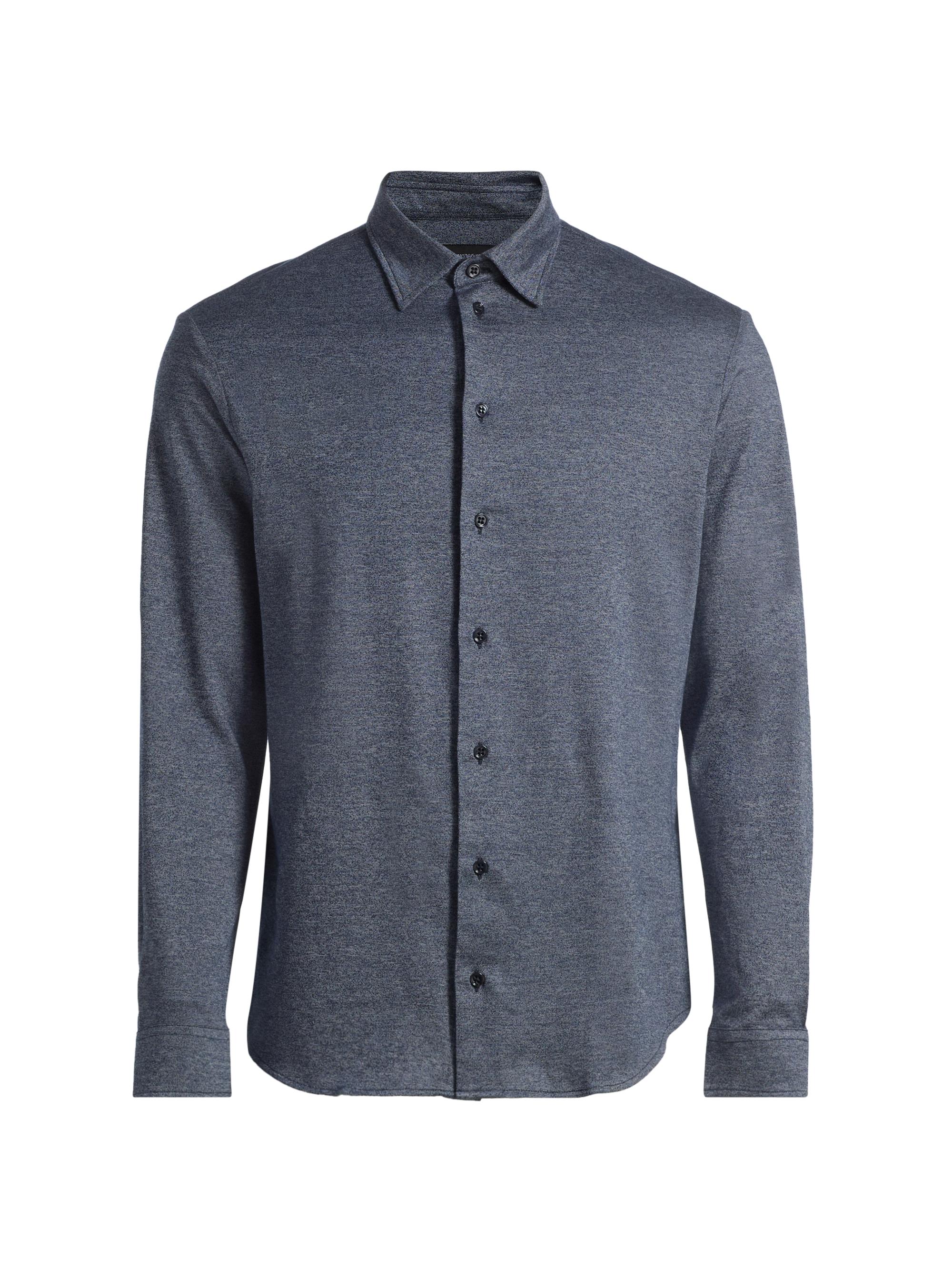 Emporio Armani Men's Cotton Jersey Sport Shirt - Blue