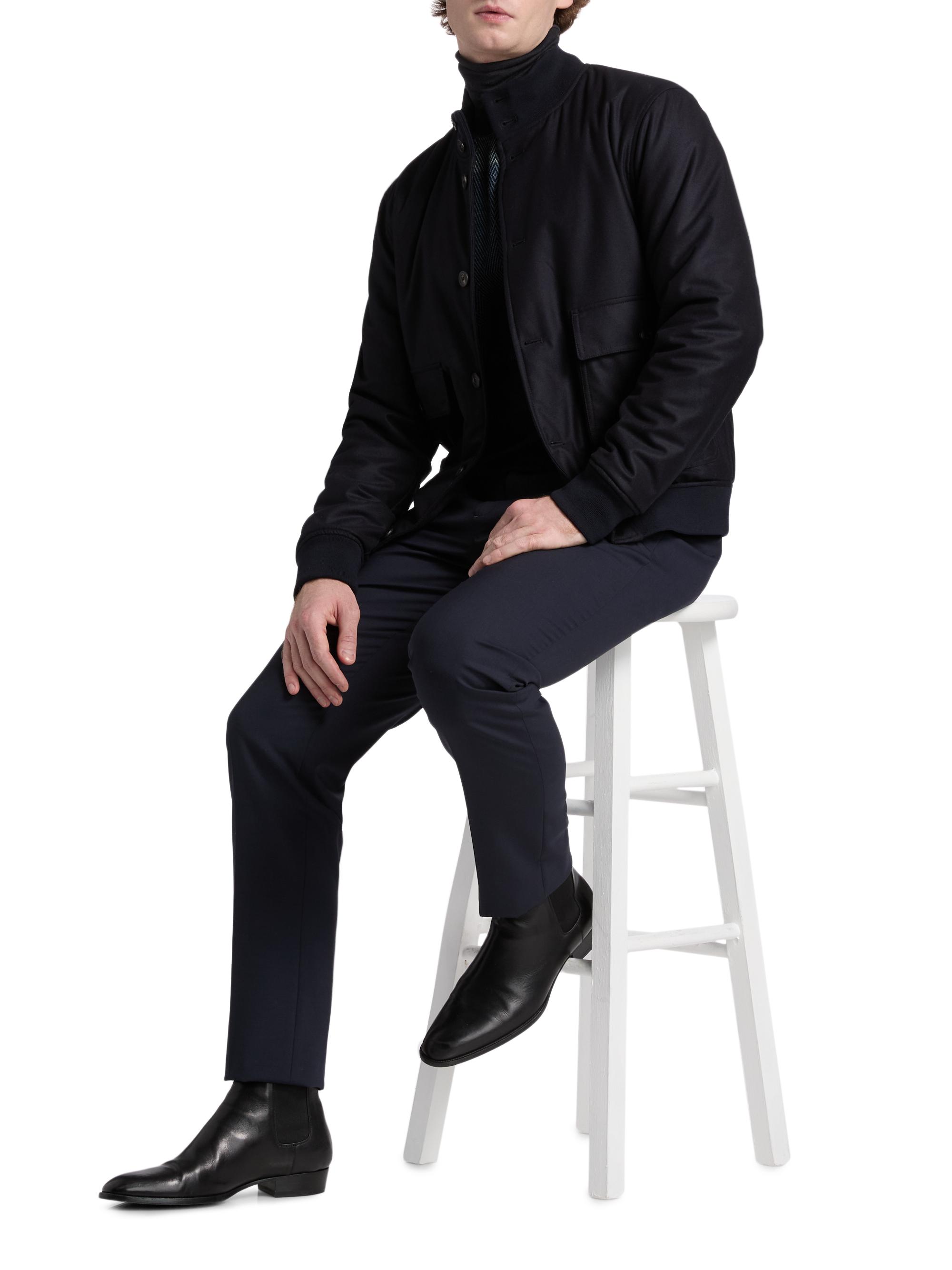 Emporio Armani Men's Wool Bomber Jacket - Dark Navy | Thumbnail 2